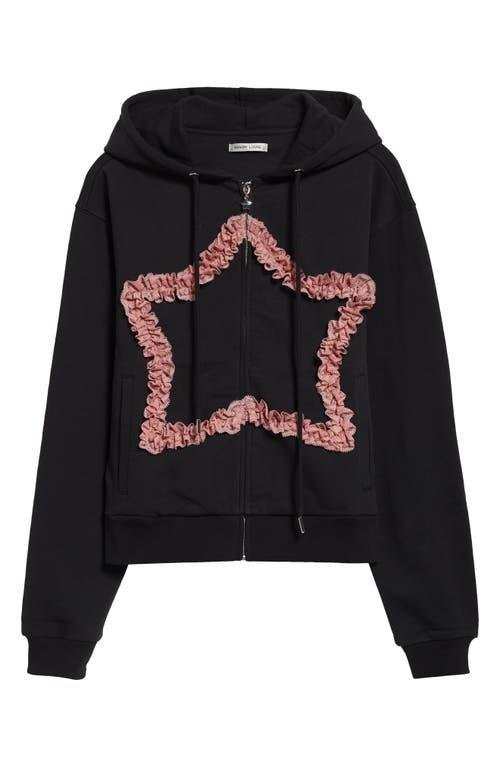Sandy Liang Regina Star Cotton Zip Hoodie in Black | Lyst