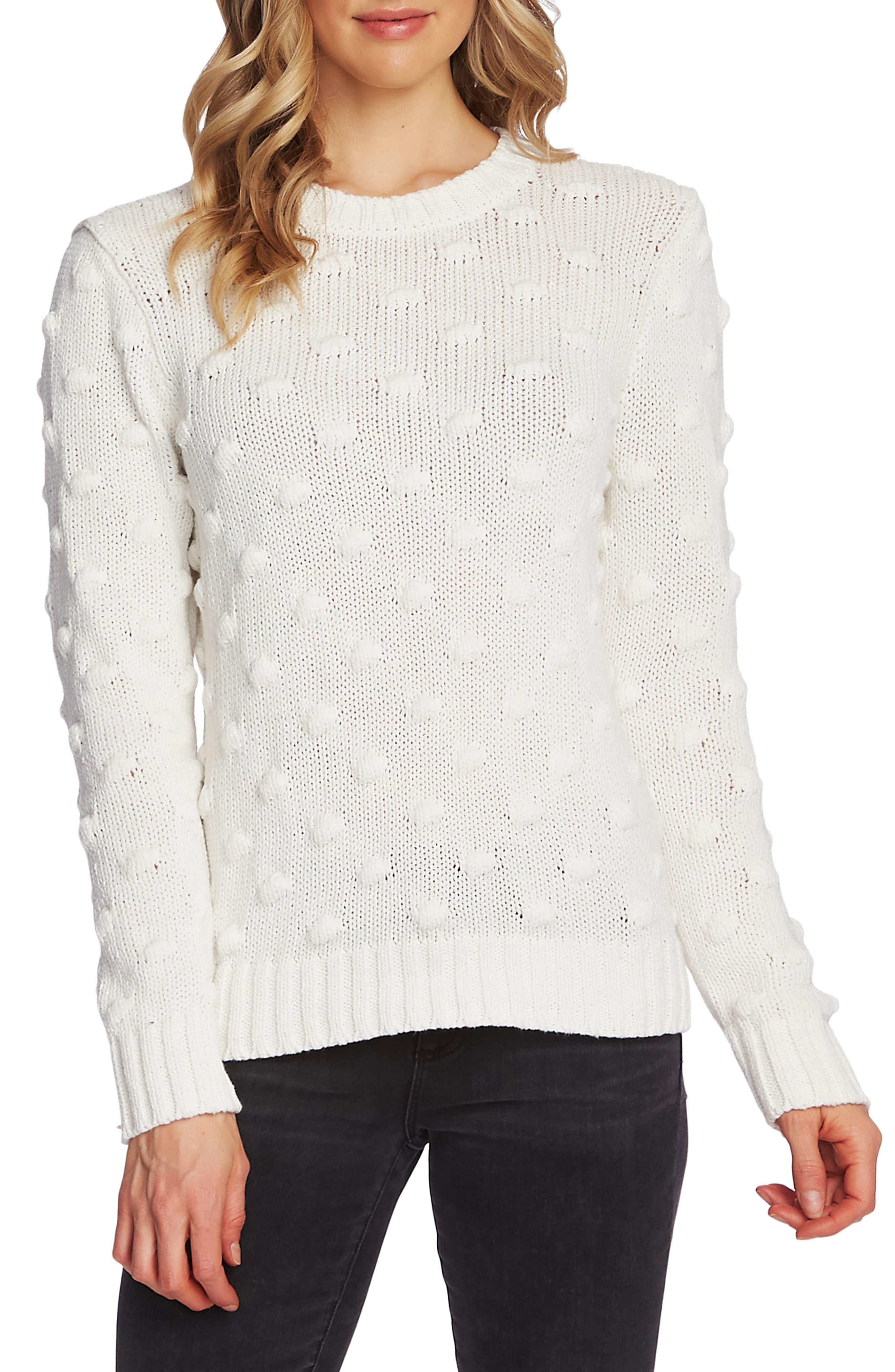 Vince Camuto Cotton Popcorn Sweater in Antique White (White) Save 24