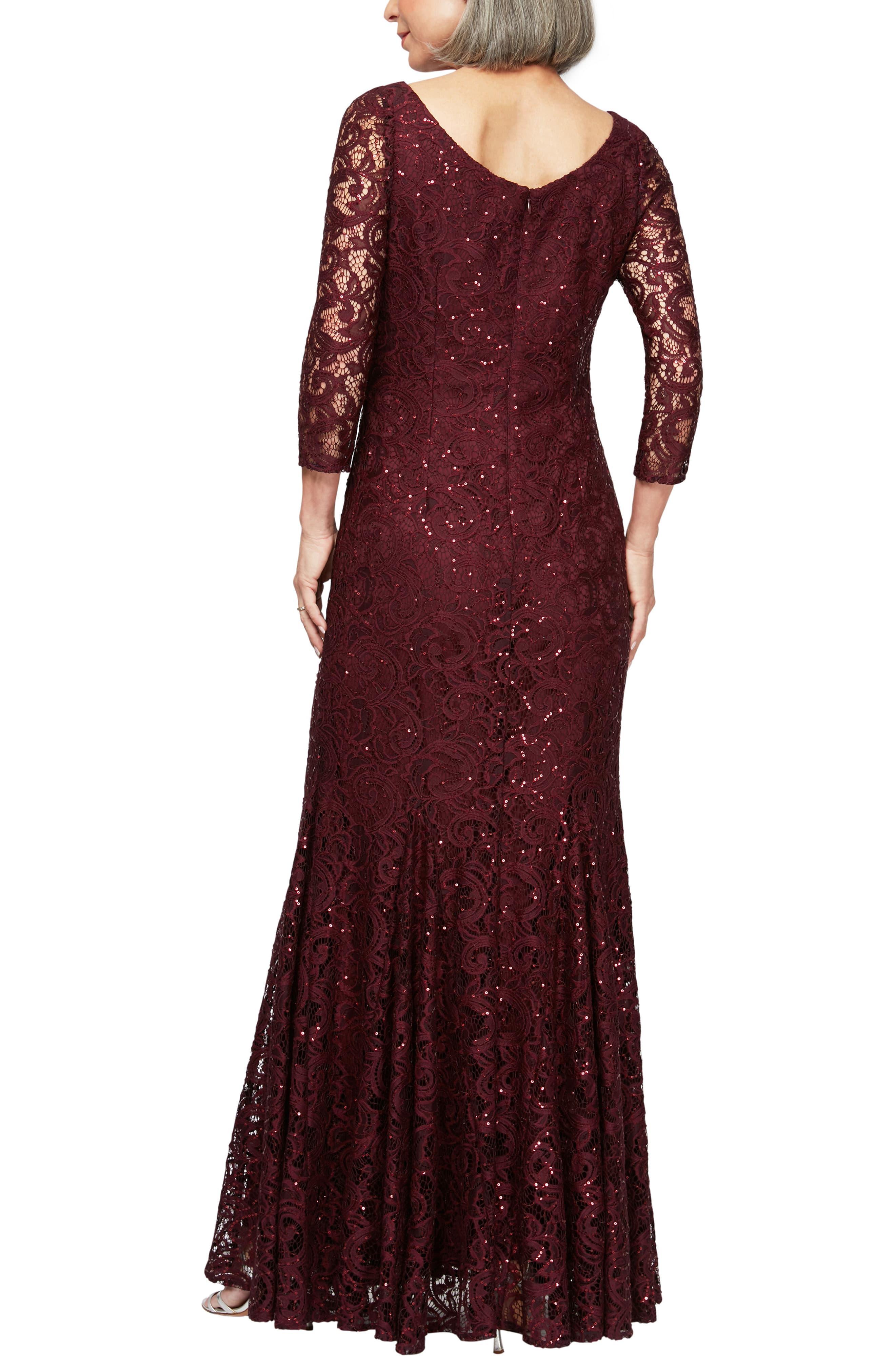 Alex Evenings Lace & Sequin Trumpet Gown in Red - Lyst