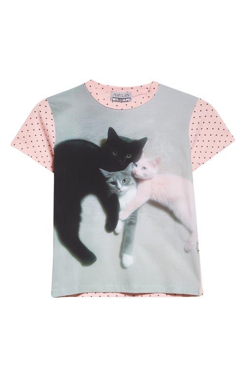 Ashley Williams Kitten Trio Polka Dot Baby Tee in Gray | Lyst