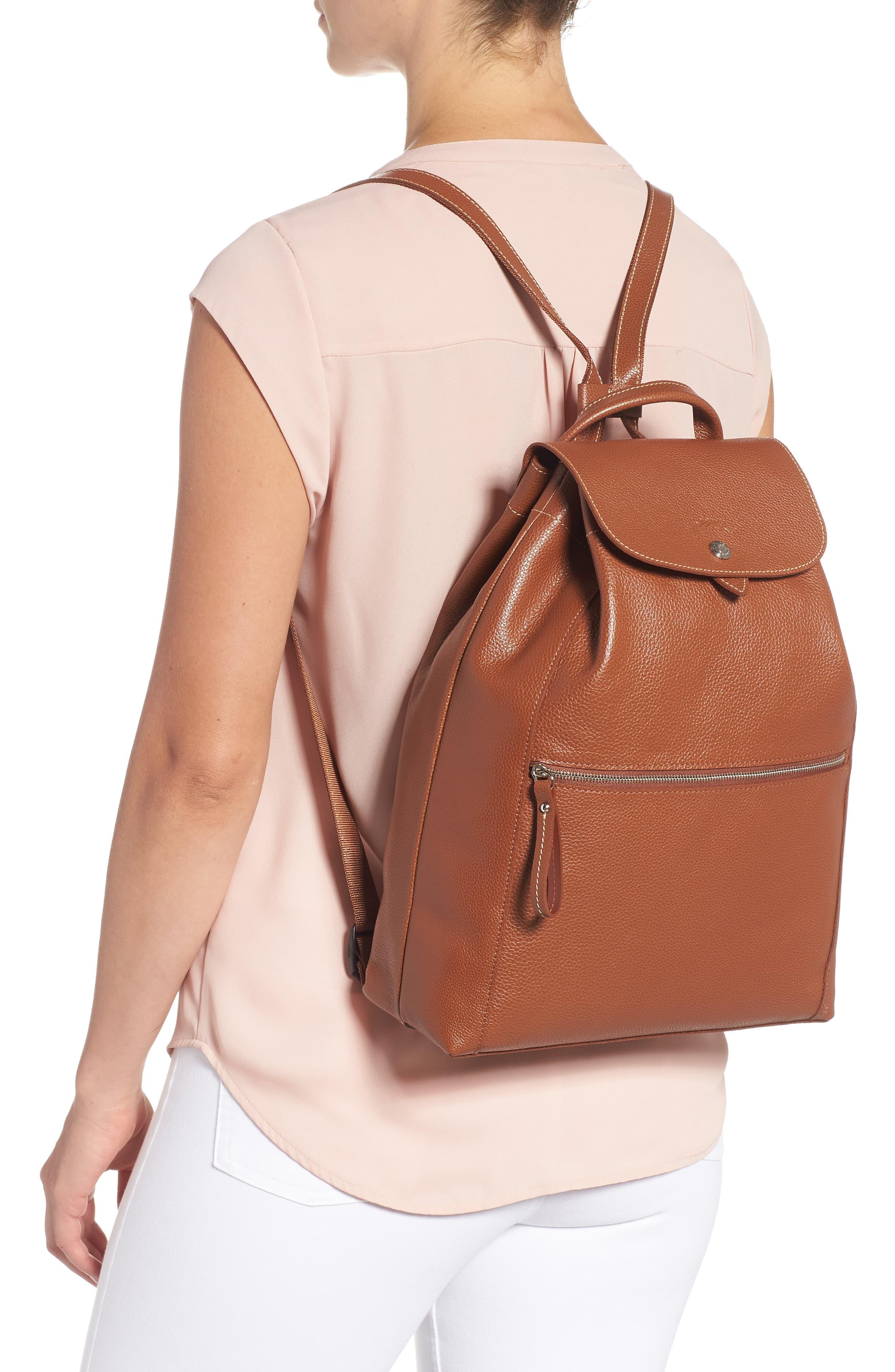 Longchamp Veau Leather Backpack in Cognac (Brown) Lyst