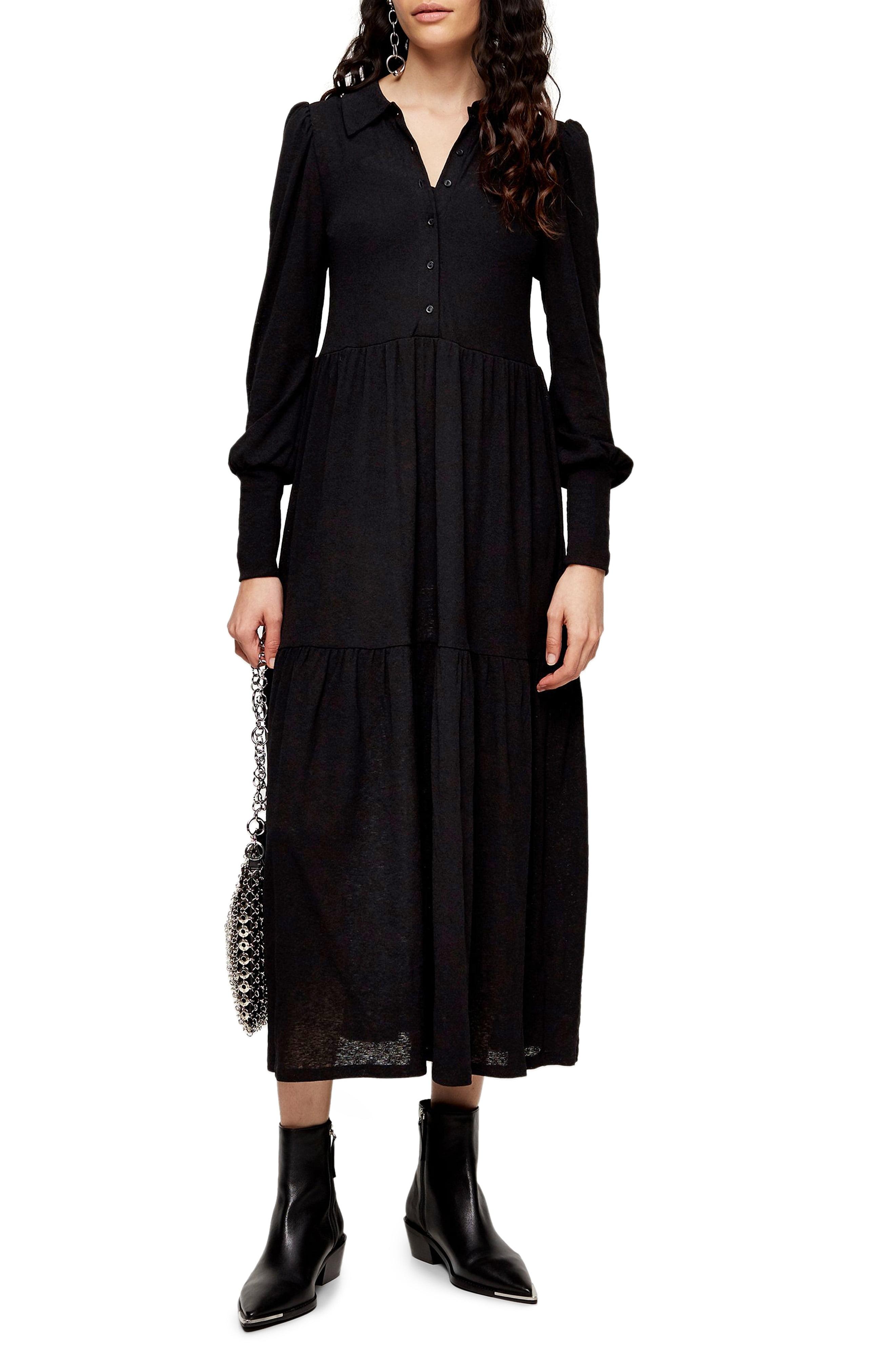 TOPSHOP Synthetic Cardigan Tiered Midi Dress in Black - Save 3% - Lyst