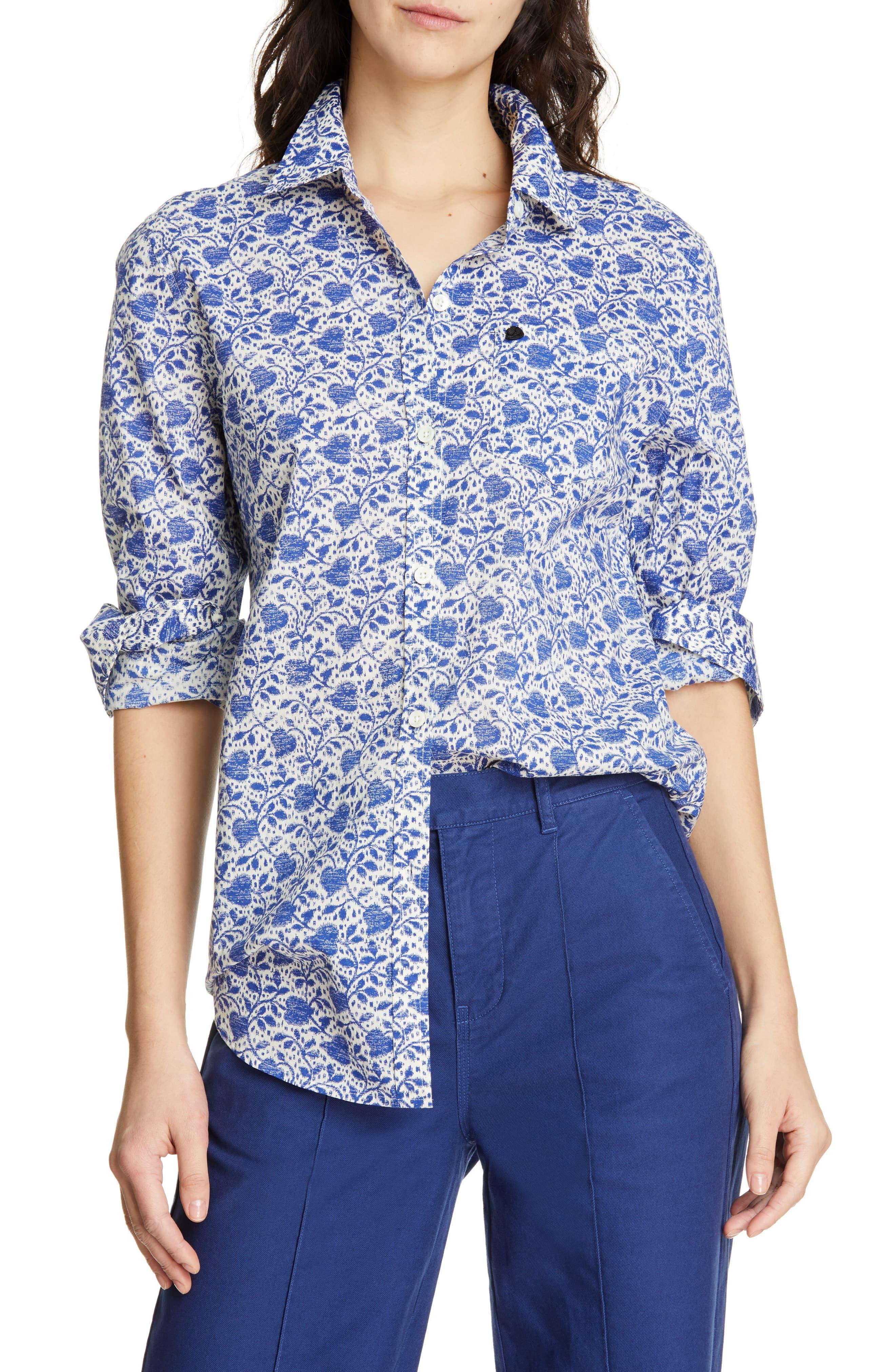 Alex Mill Standard Ikat Heart Button Front Shirt in Blue - Lyst