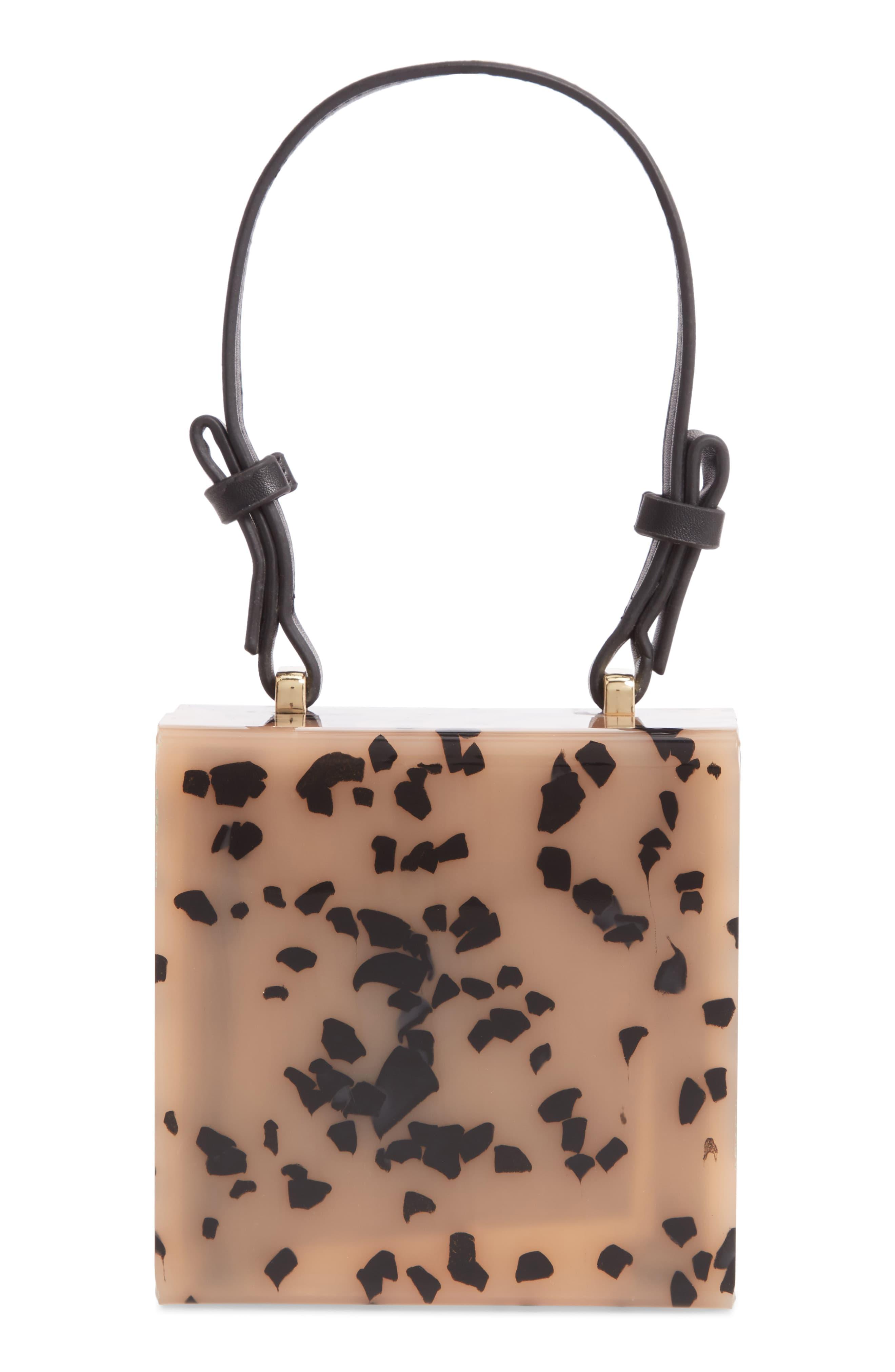 TOPSHOP Grace Acrylic Box Bag in Brown