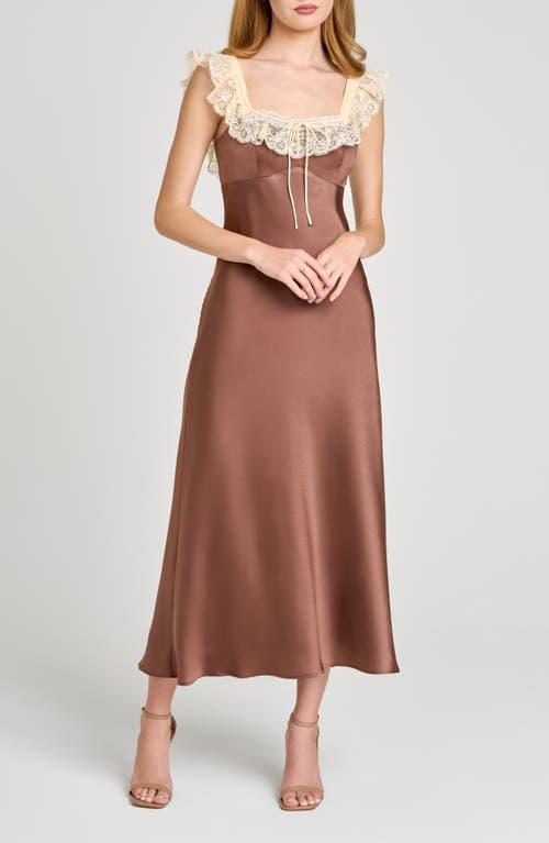 Wayf Ella Lace Trim Slipdress in Brown | Lyst Wayf Ella Lace Trim Slipdress in Brown | Lyst