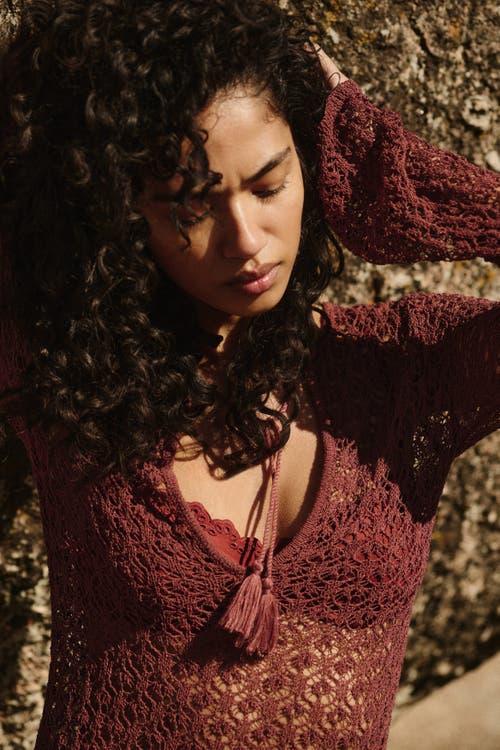 cult gaia brown dress Cream Knit Fringe Hem Dress – Ro&Zo main image 1