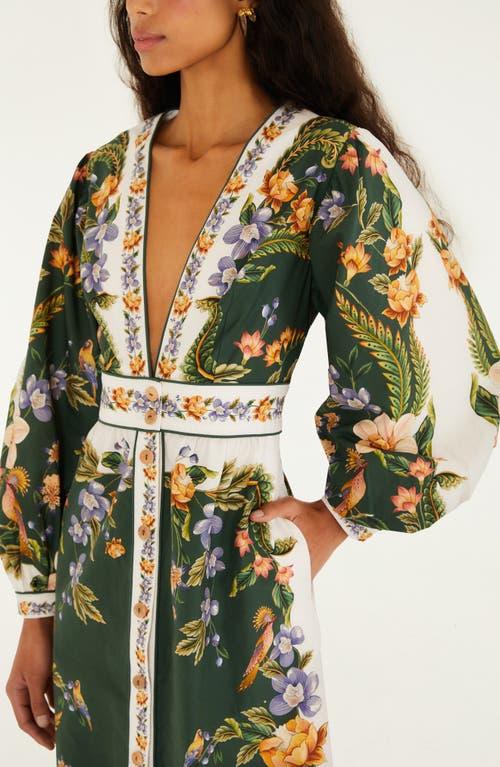 farm rio green dress long sleeve Green Creation Long Sleeve Midi Dress FARM Rio