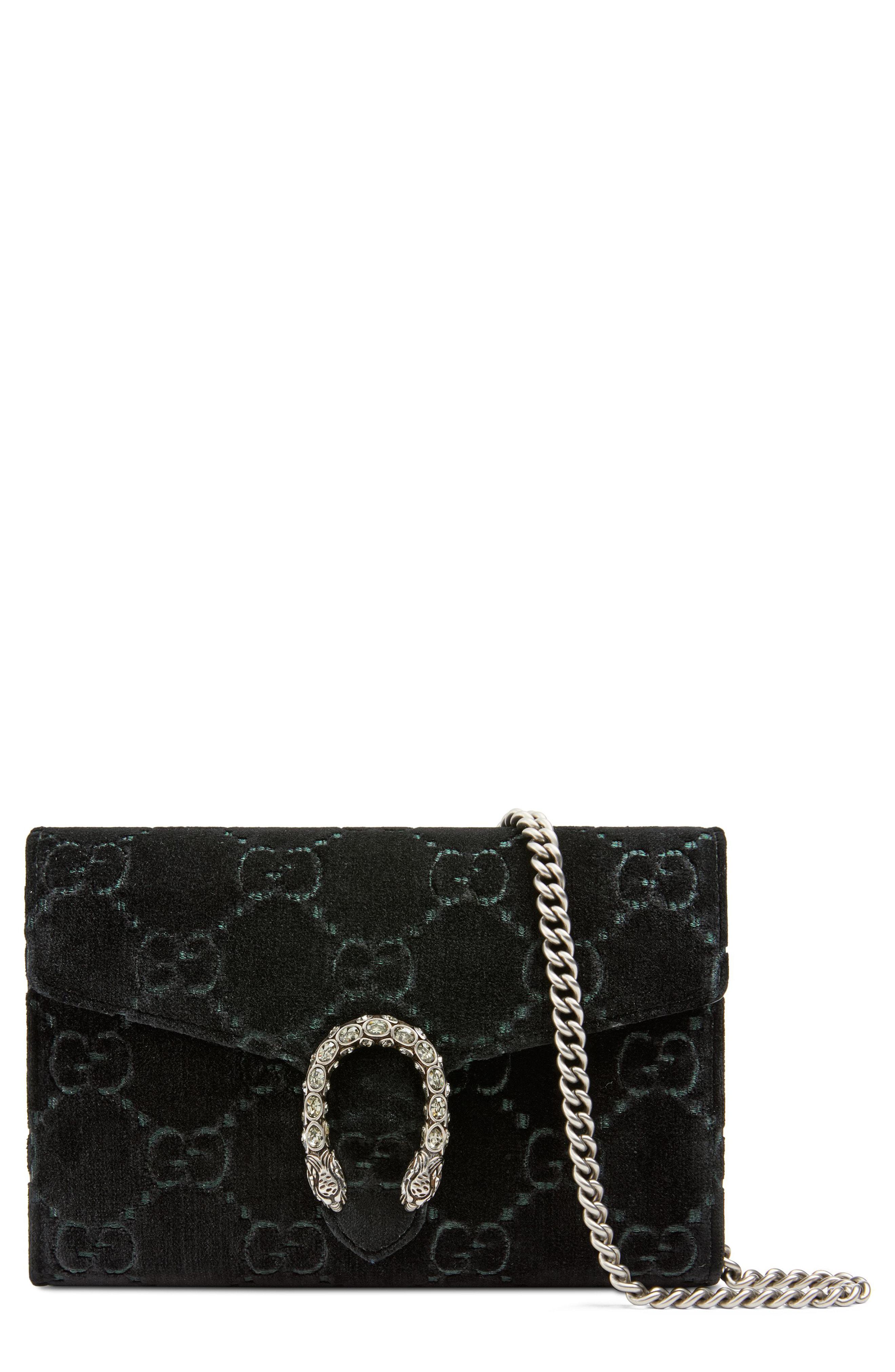 gucci dionysus velvet wallet on chain