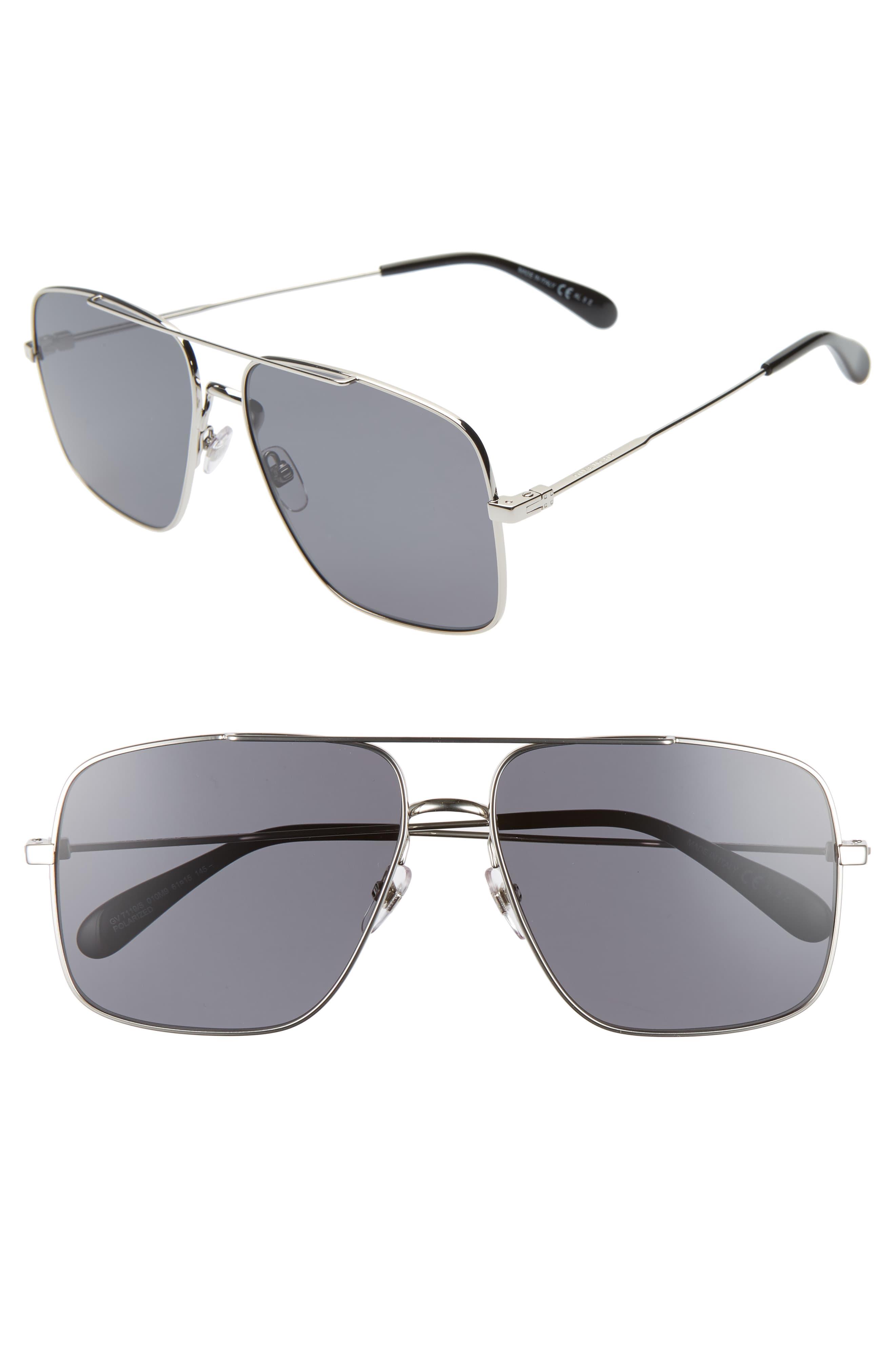 Givenchy 61mm Polarized Square Sunglasses Palladium in Metallic for