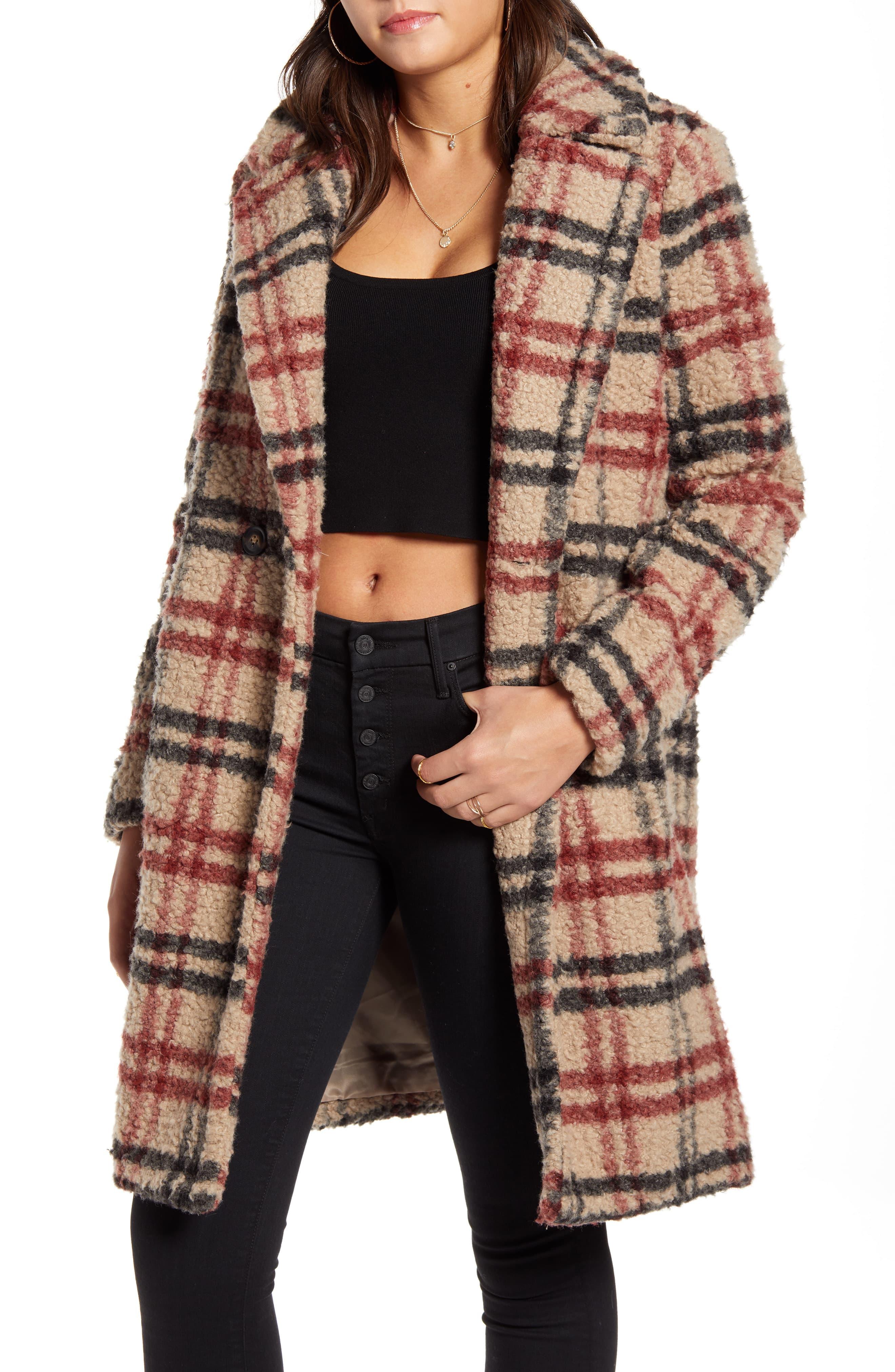plaid pattern teddy vest coat