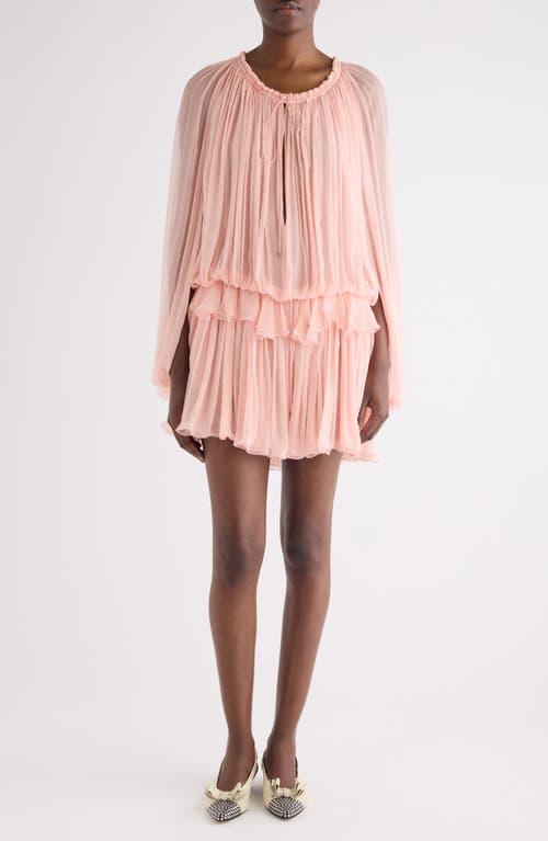 Chlo Long Sleeve Organic Silk Muslin Cape Minidress in Pink | Lyst