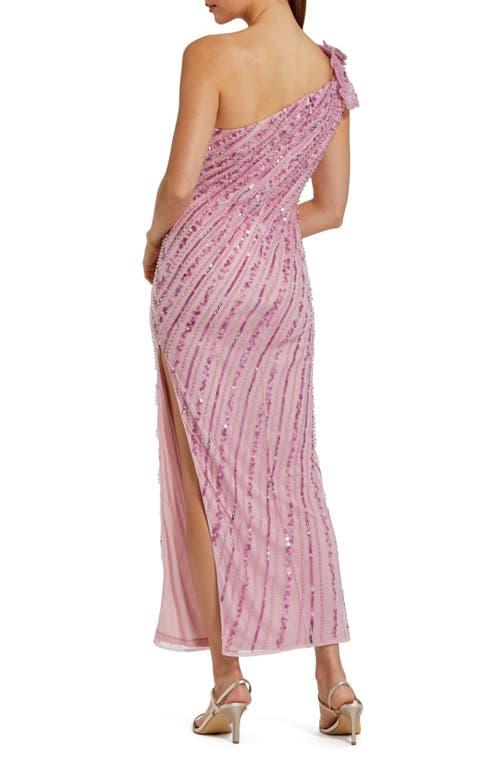 ●Mac Duggal●花付き ワンショルダー ビーズ メッシュドレス Mac Duggal 3D Flower Detail One Shoulder Beaded Mesh Gown in
