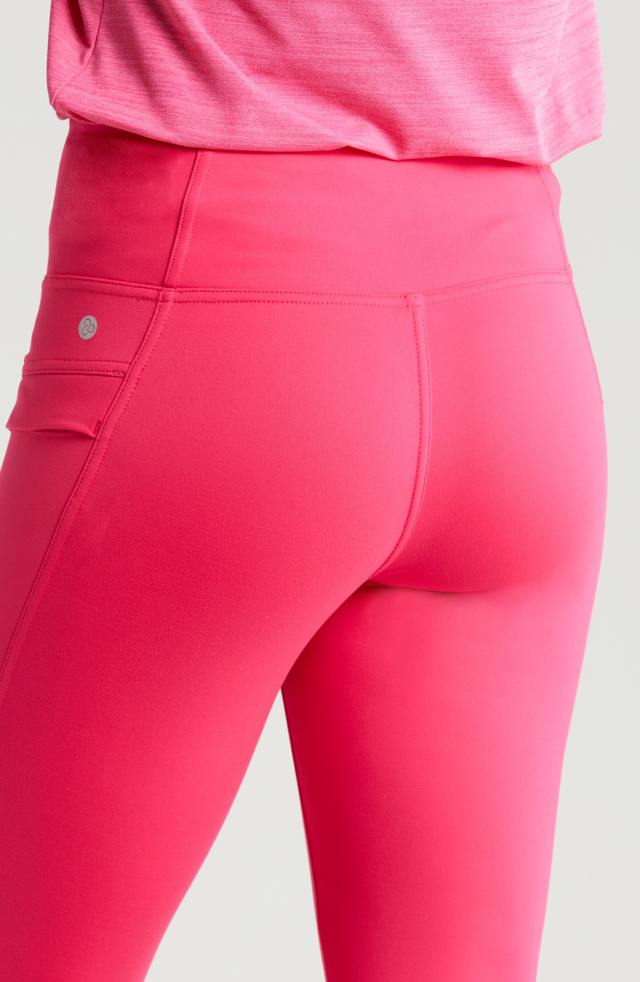 Hot Pink and Bright Green Flow Leggings With Pockets 