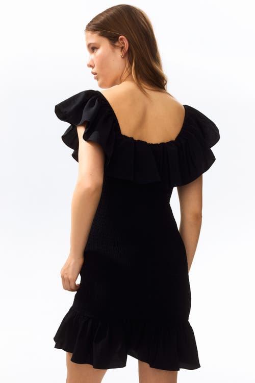 h&m black off the shoulder dress Women's Black Off-the-Shoulder Dress
