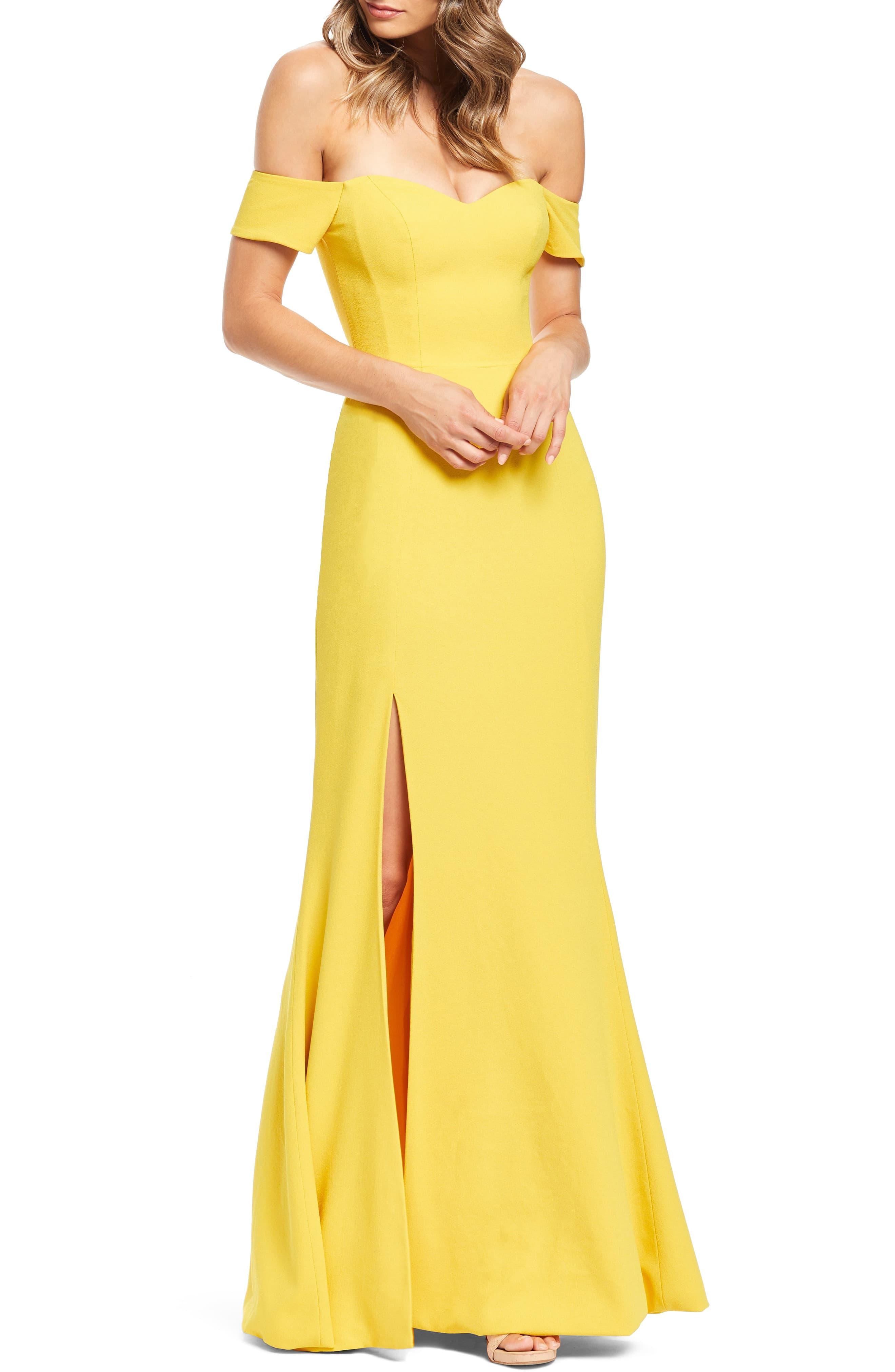 canary yellow long dress