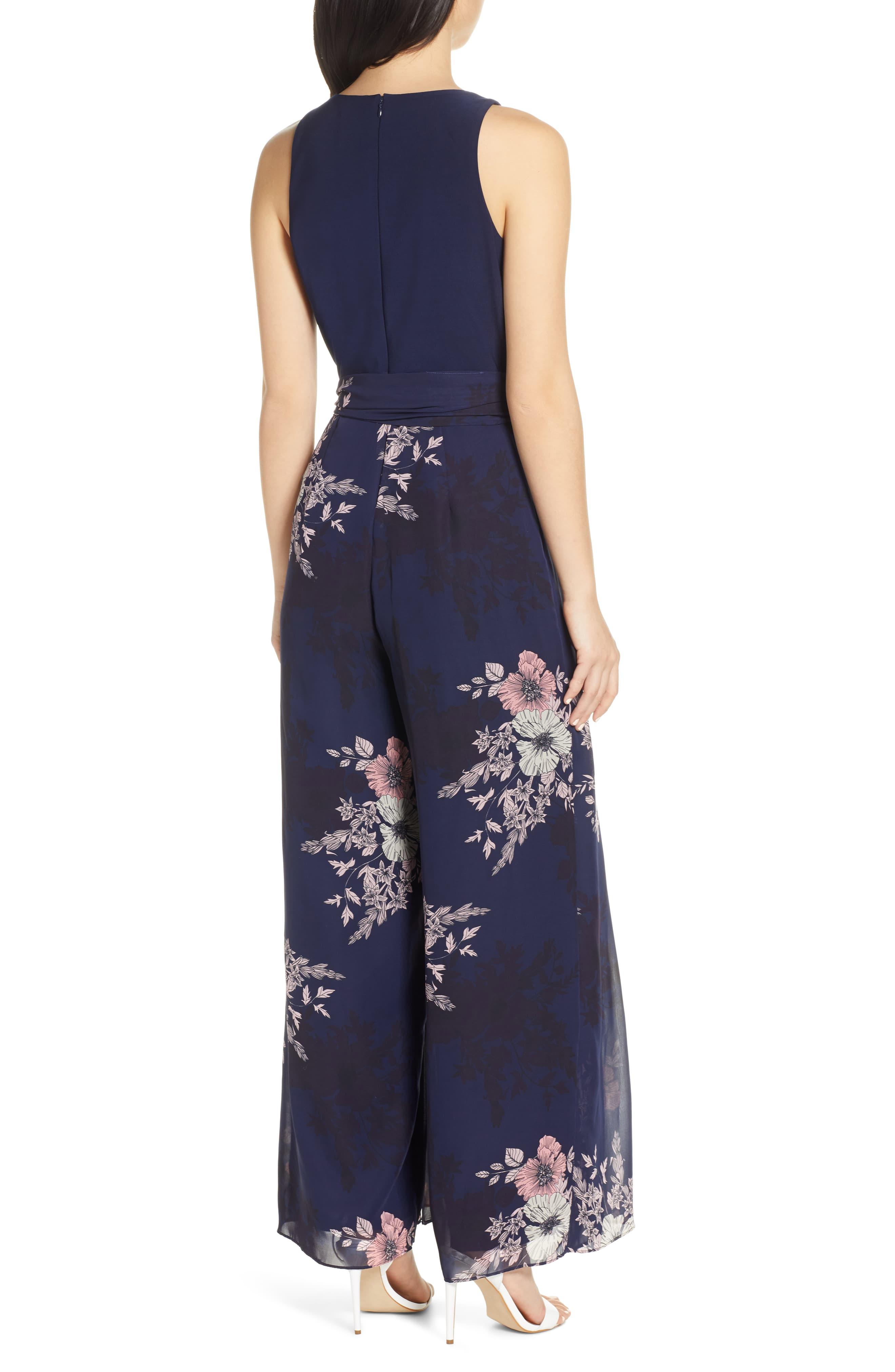 floral detail chiffon jumpsuit vince camuto