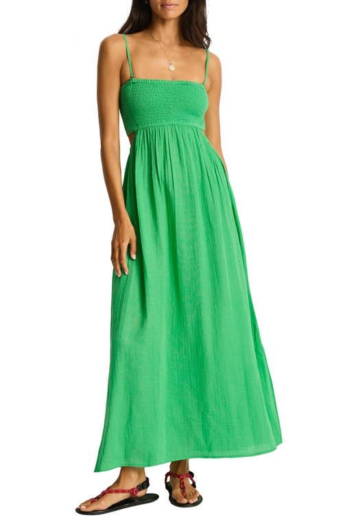 blue and green maxi dress Toddle SS25 Seersucker Spaghetti Strap Ruffle Dress (2-6y) main image 0