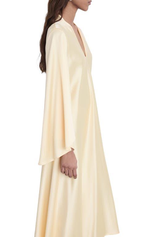 Mango Long Sleeve Satin Maxi Dress in Natural | Lyst