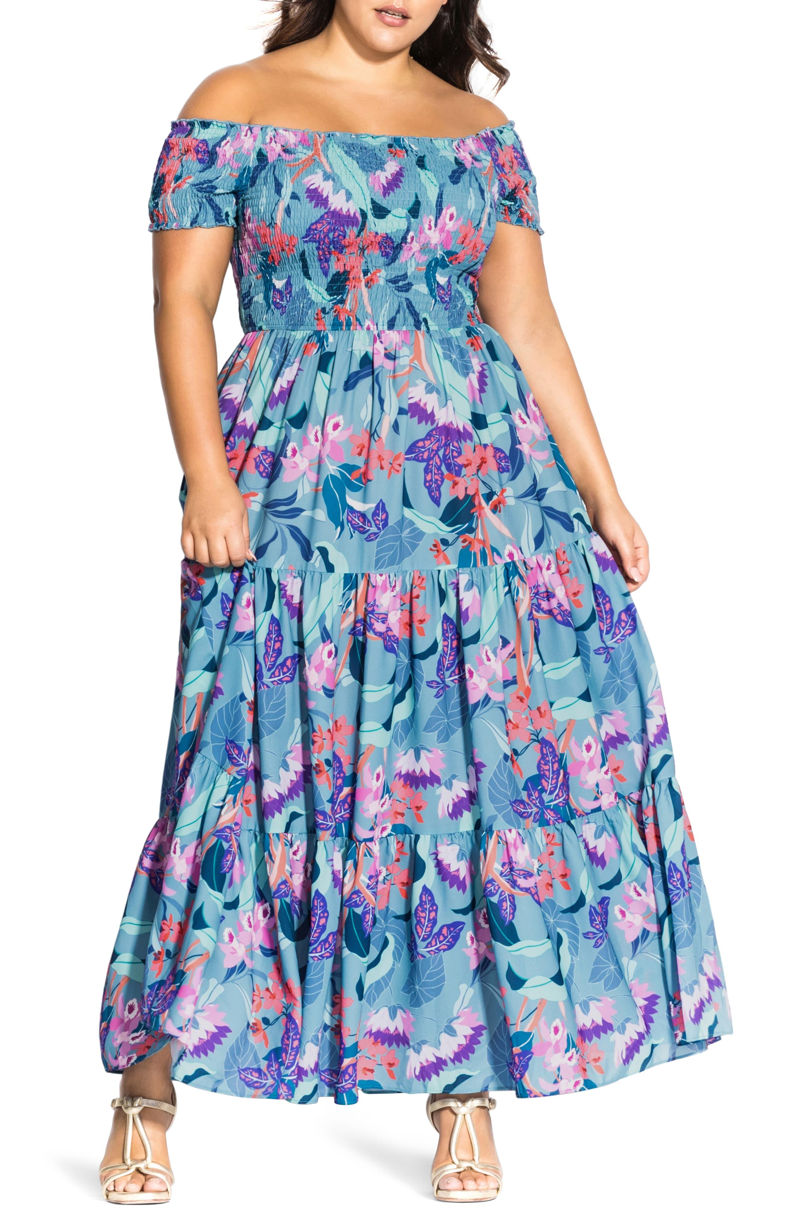 City Chic Synthetic Mystery Floral Maxi Dress in Blue - Lyst