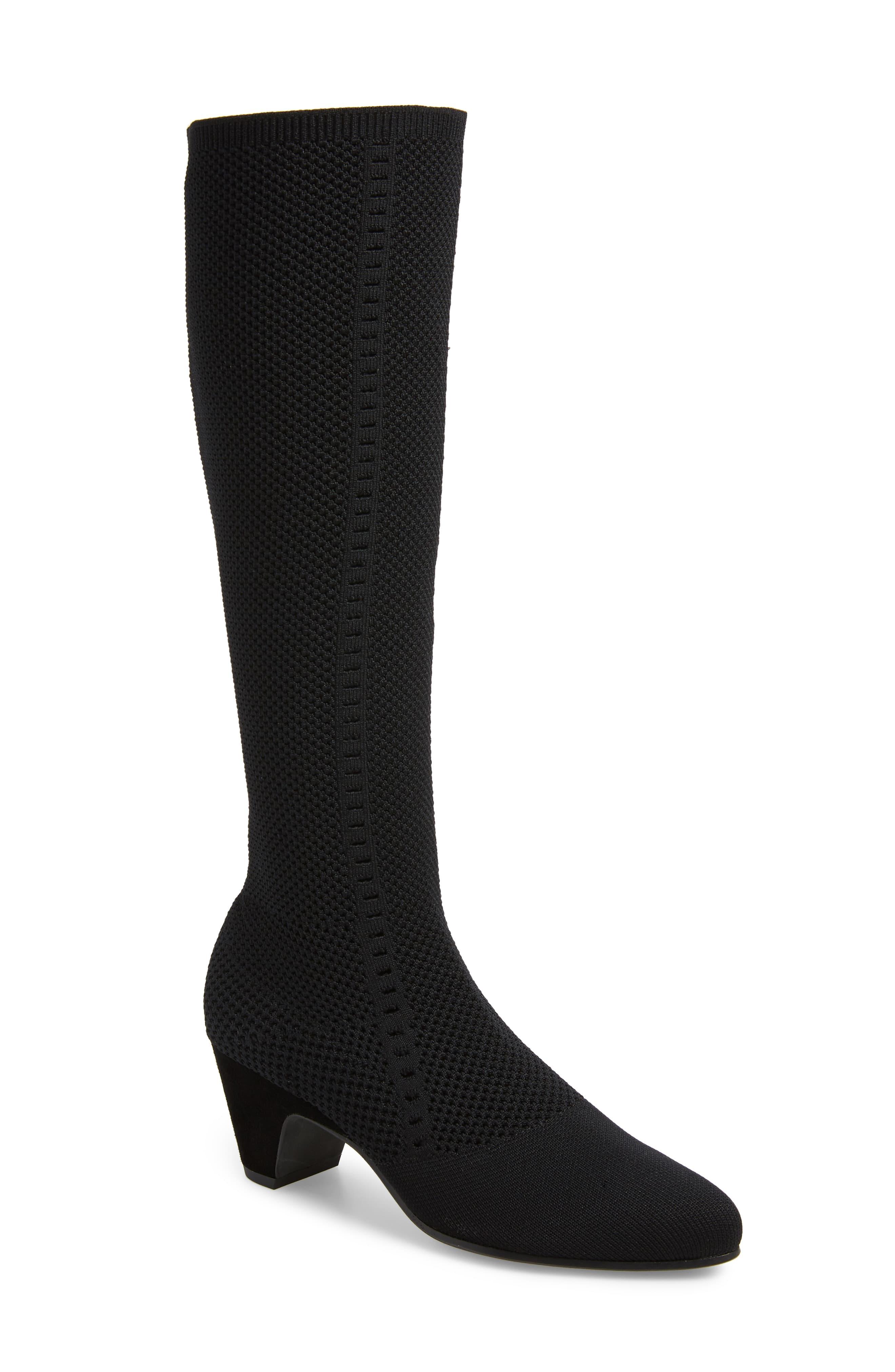 Eileen Fisher Suede Keto Stretch Knit Knee Boots in Black Lyst