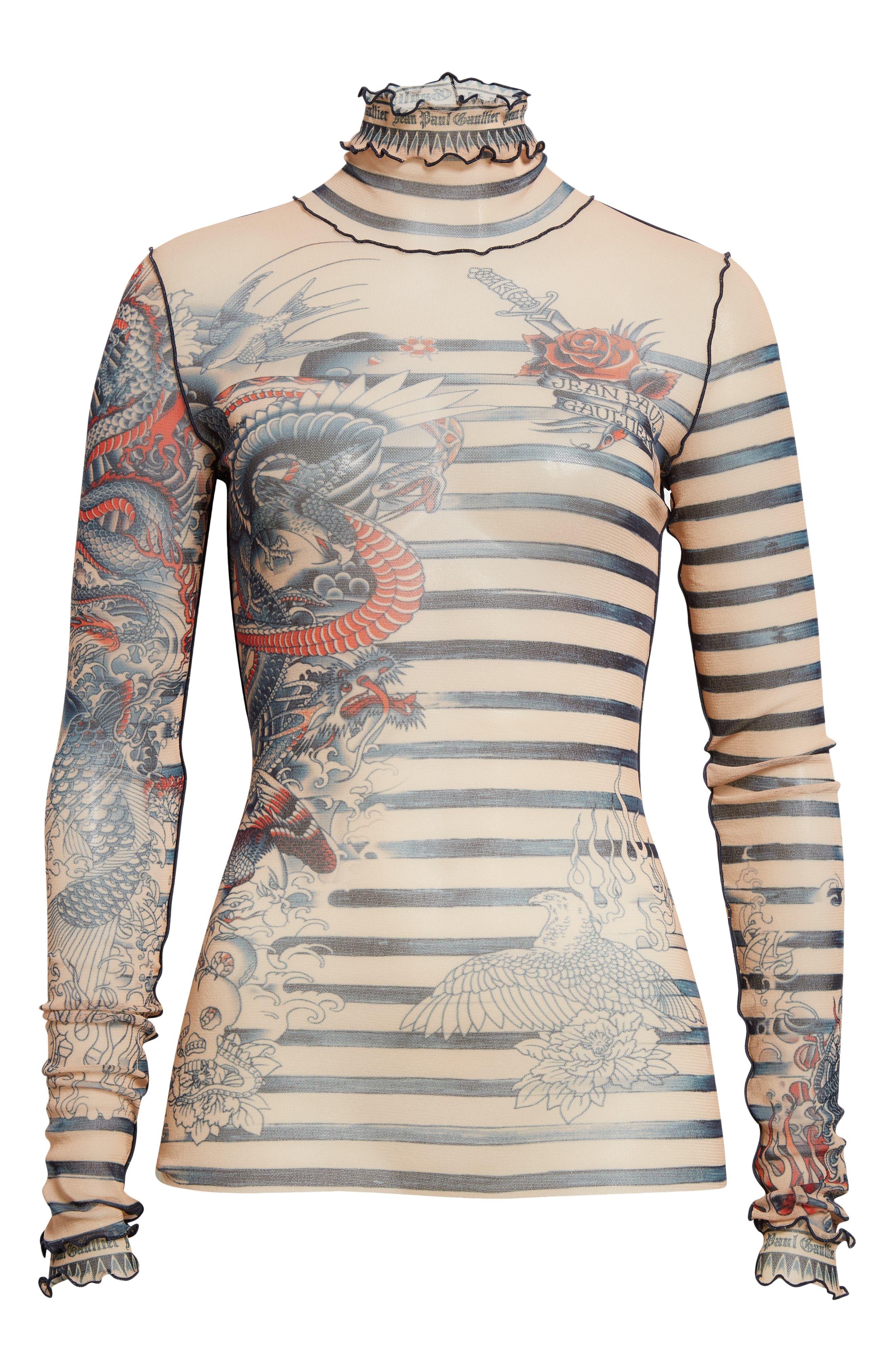 Jean Paul Gaultier Tattoo-print Long-sleeved Top