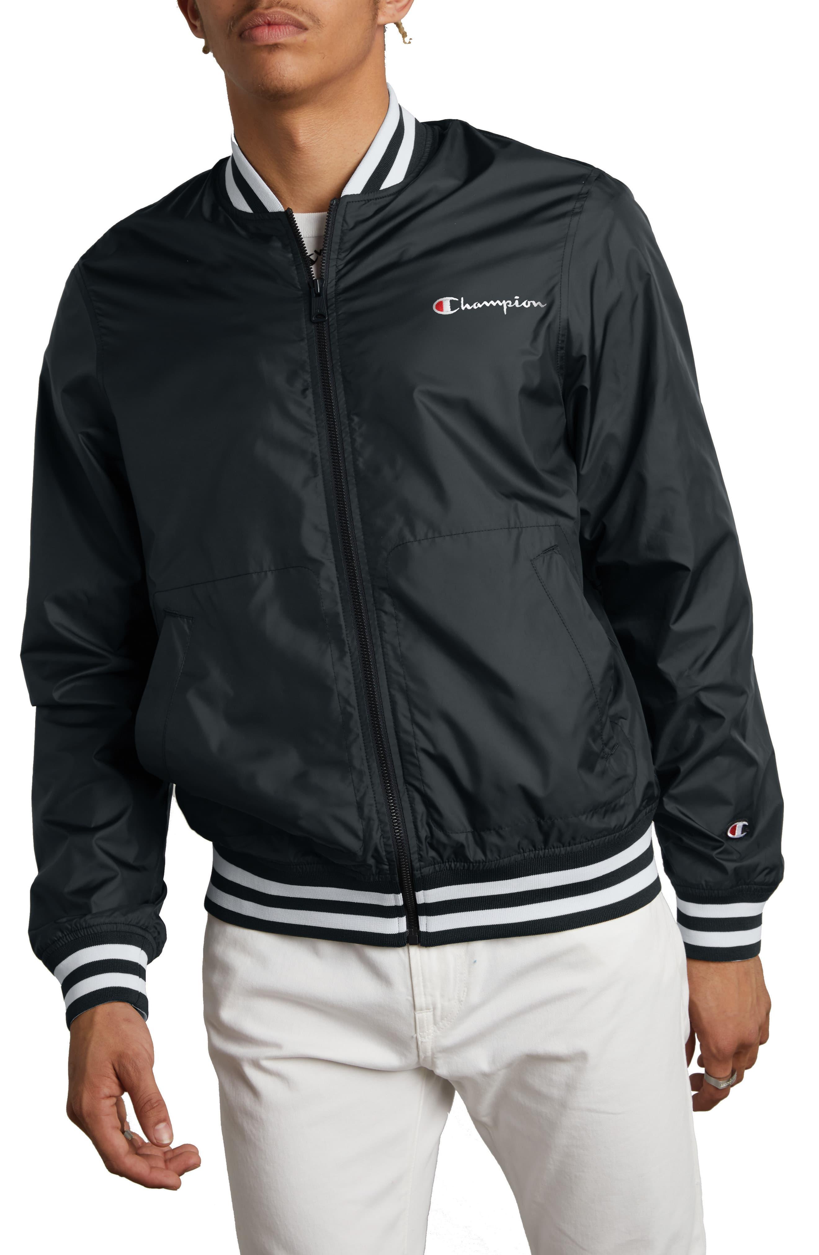 Champion Satin Baseball Jacket in Black for Men Lyst