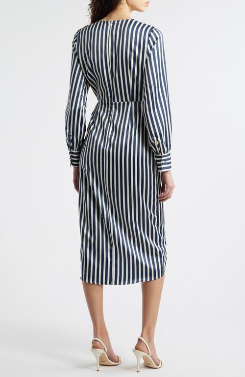 fluid long sleeve satin faux wrap midi dress sam edelman Sam Edelman Fluid Long Sleeve Satin Faux Wrap Midi Dress In Copper