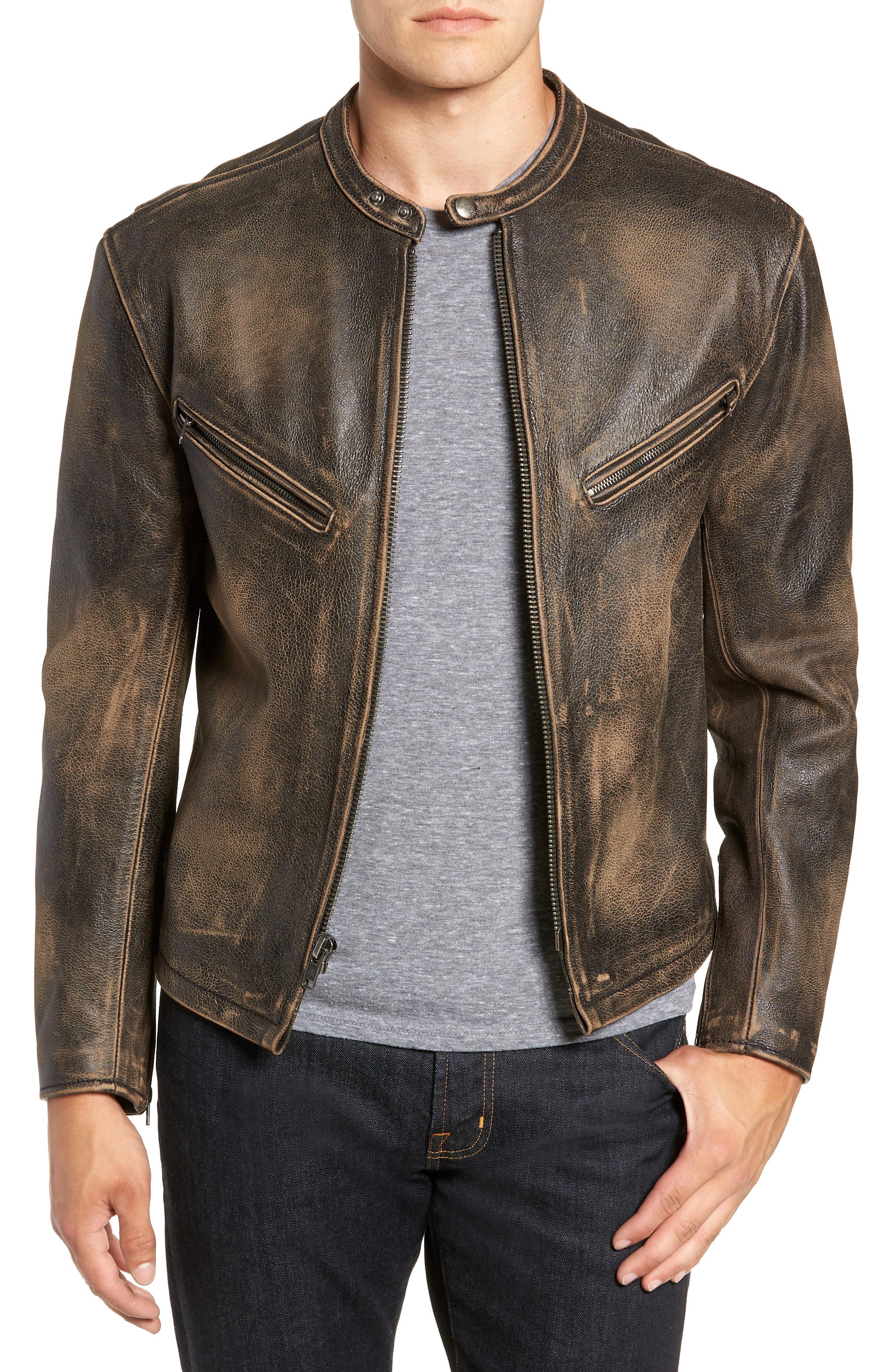 Frye Calfskin Leather Racer Jacket in Vintage Black (Black) for Men Lyst