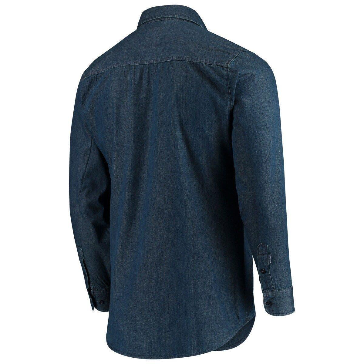 Women's Antigua Navy/Gray Dallas Cowboys Ease Flannel Button-Up
