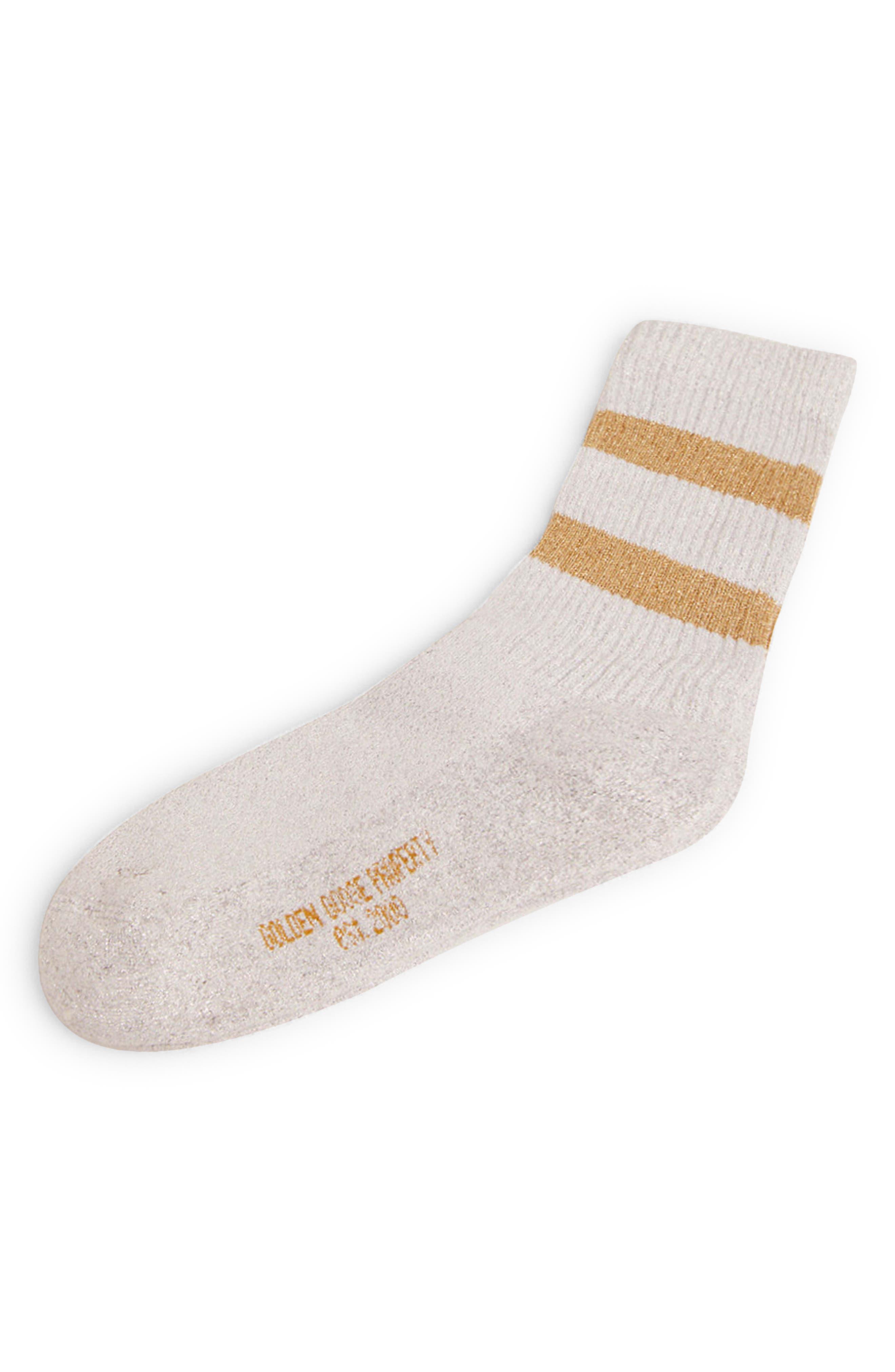 Golden Goose Metallic Stripe Rib Crew Socks in White | Lyst