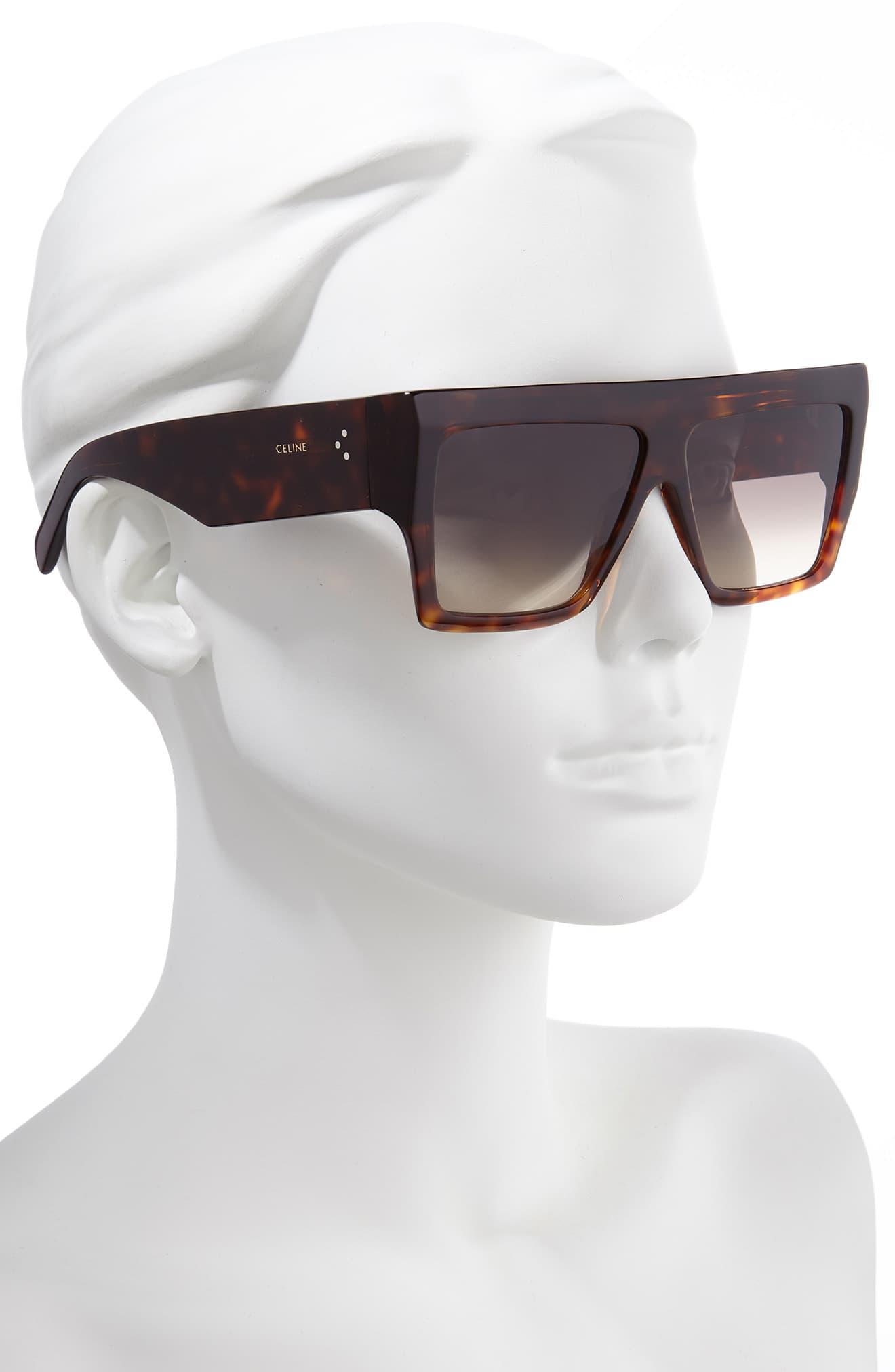 Celine 60mm Flat Top Sunglasses - Dark Havana/ Gradient Brown - Lyst