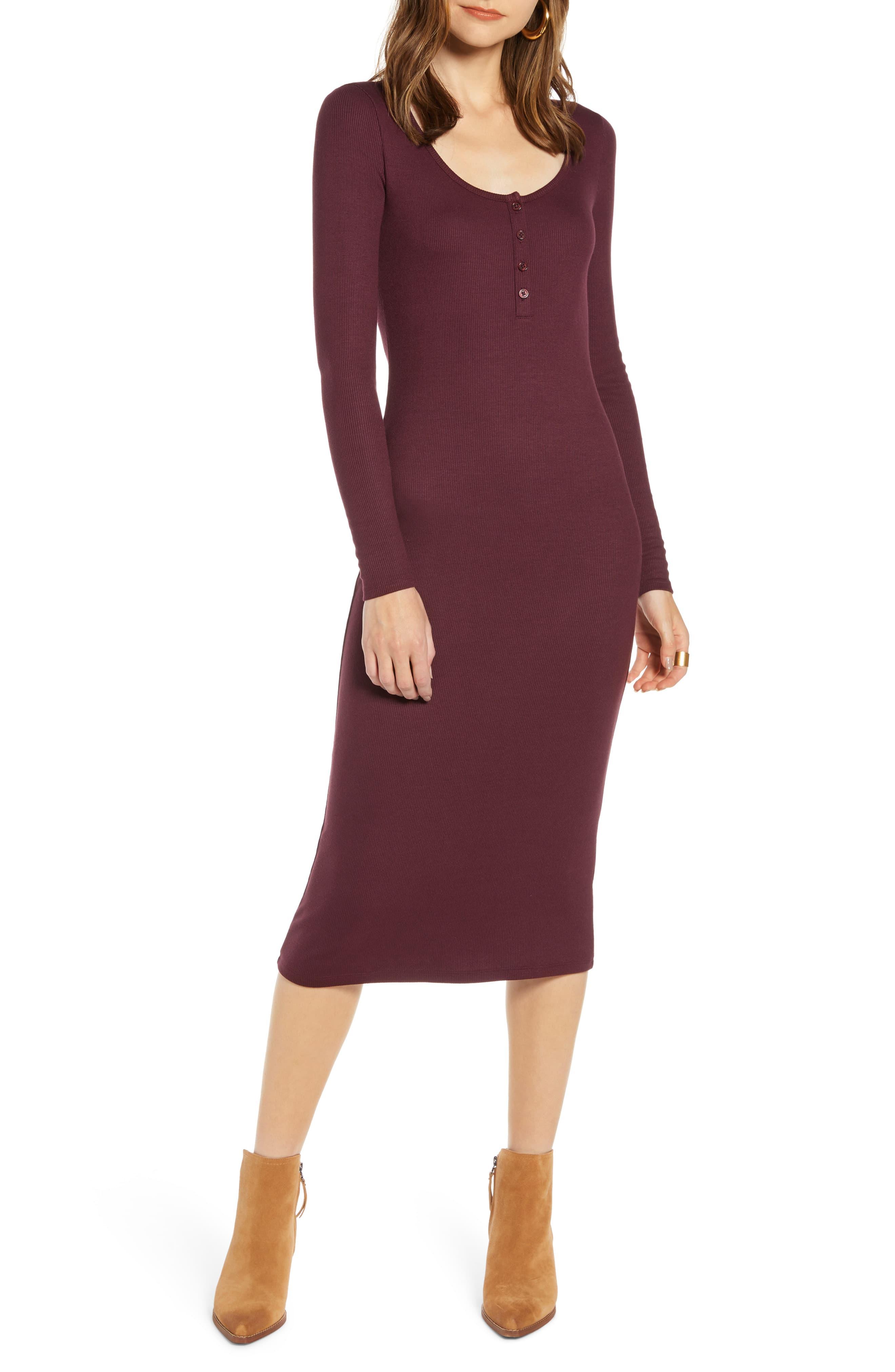 Ribbed henley midi dress Clearance
