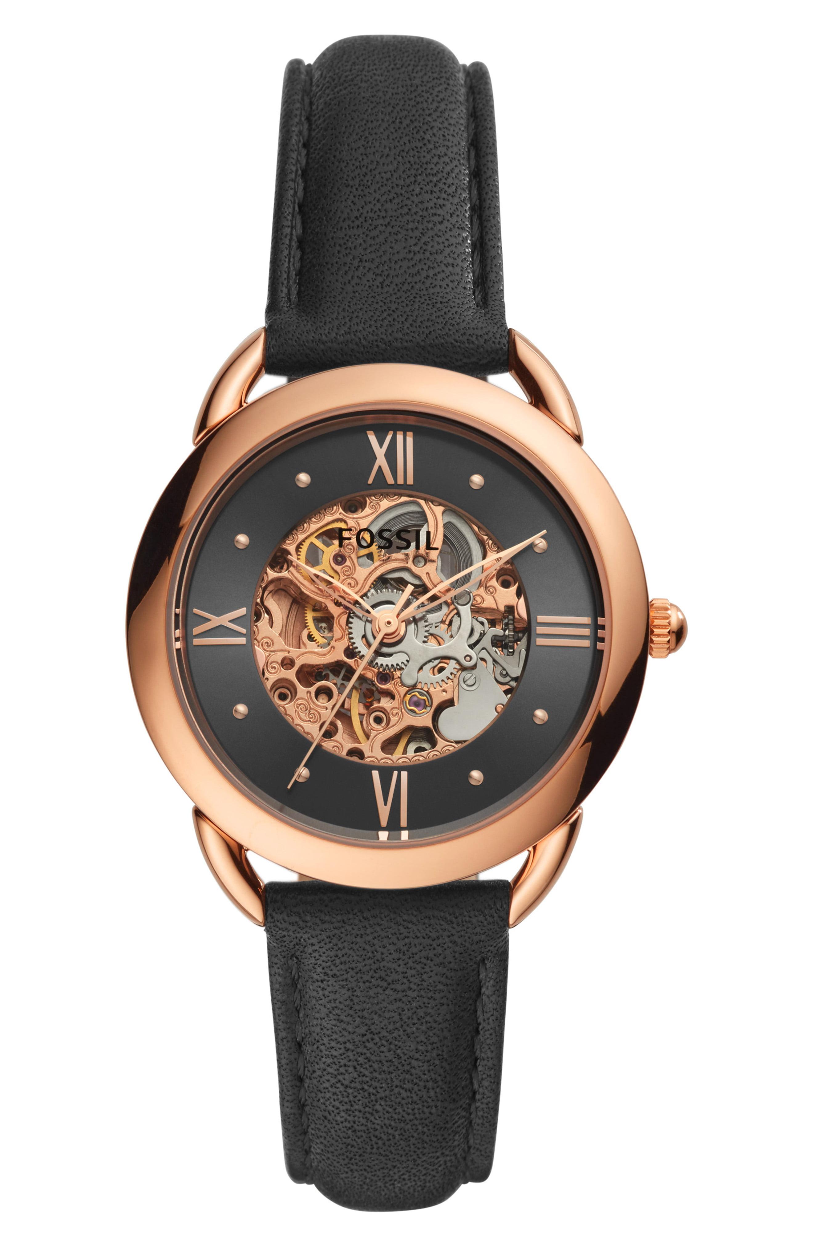 Fossil Tailor Mechanical Black Leather 