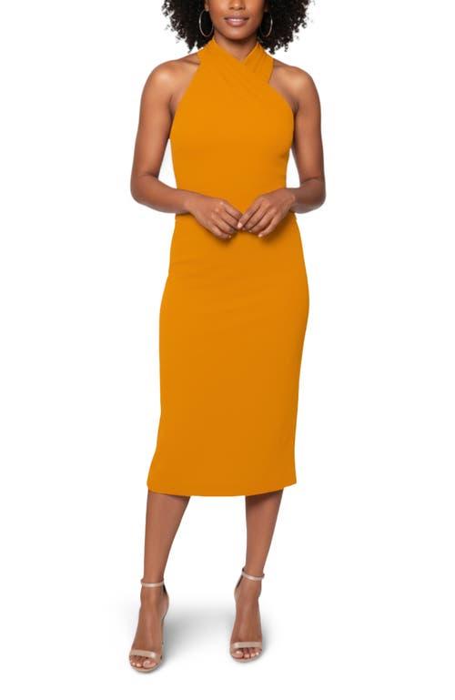 crossover halter midi dress Rachel Roy Harland in Orange Polka dot