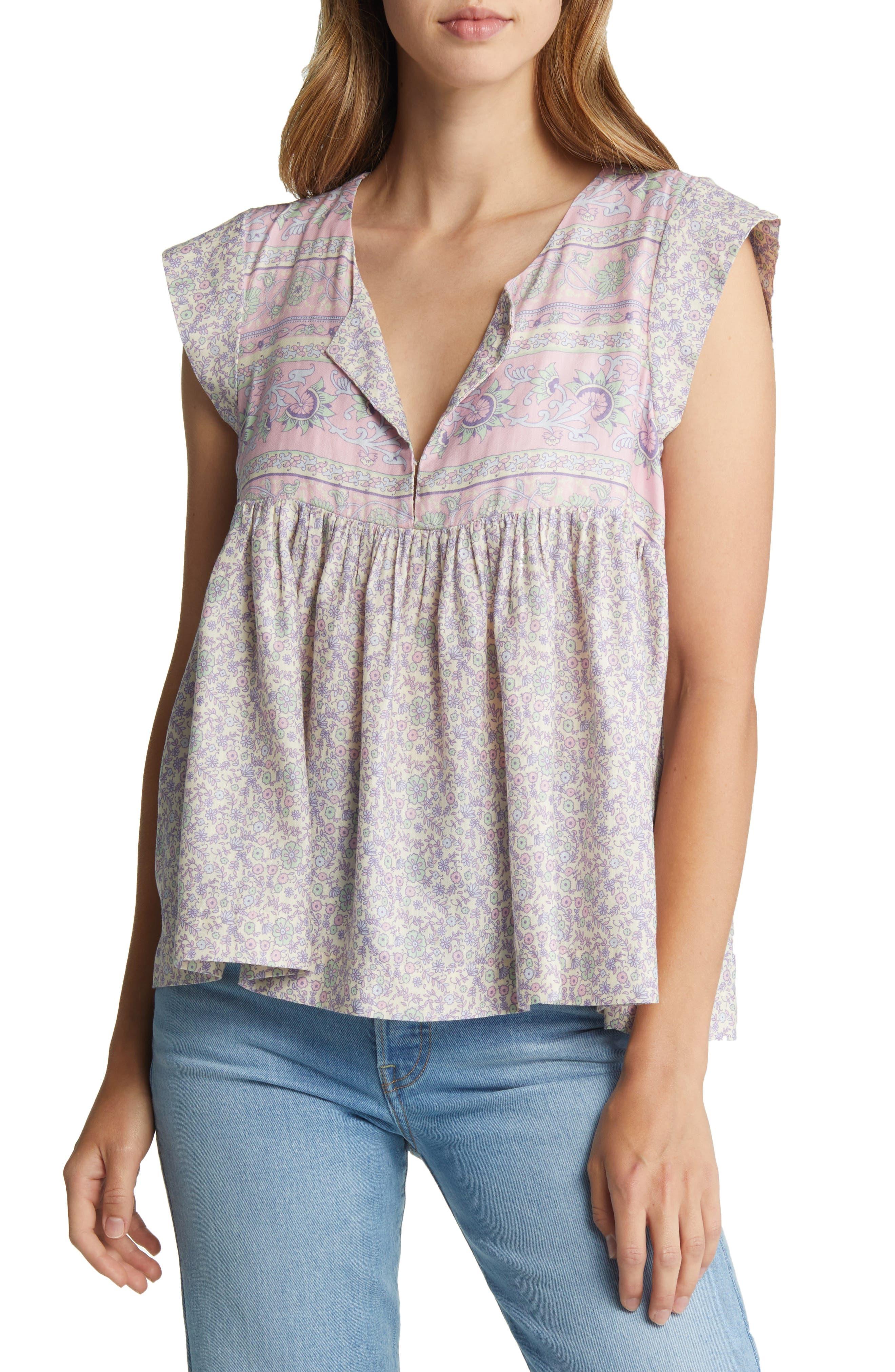 Lucky brand mixed print top 2025