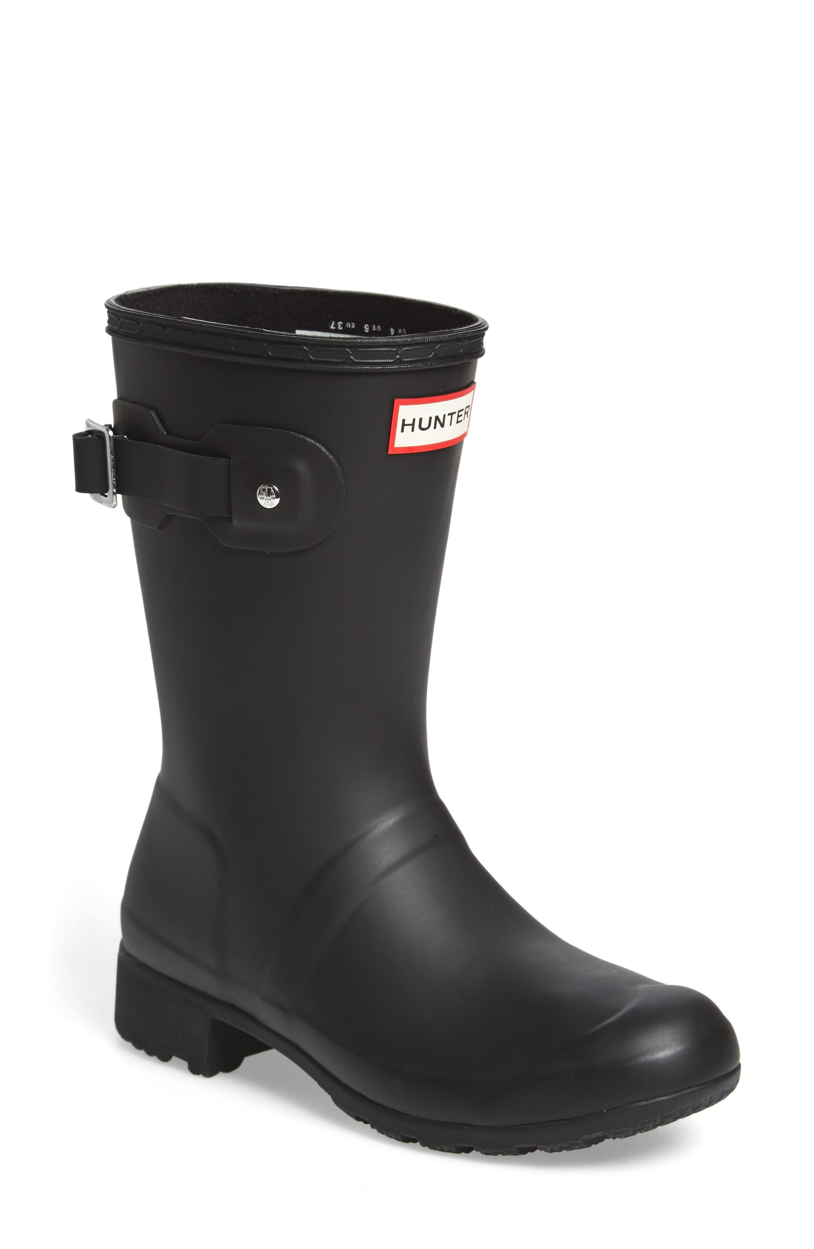 HUNTER Rubber Original Tour Matte Short Rain Boots in Black - Lyst