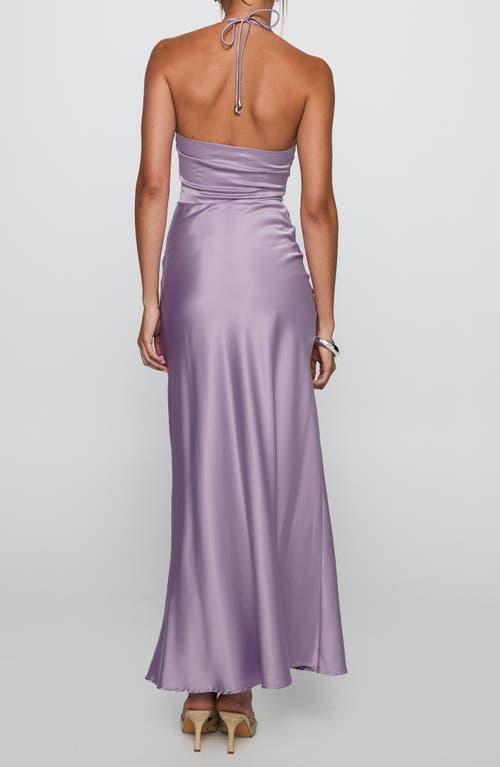 fitted lace wedding dress Cassy Necklace Halter Mini Dress | Pale Purple | Womens main image 0
