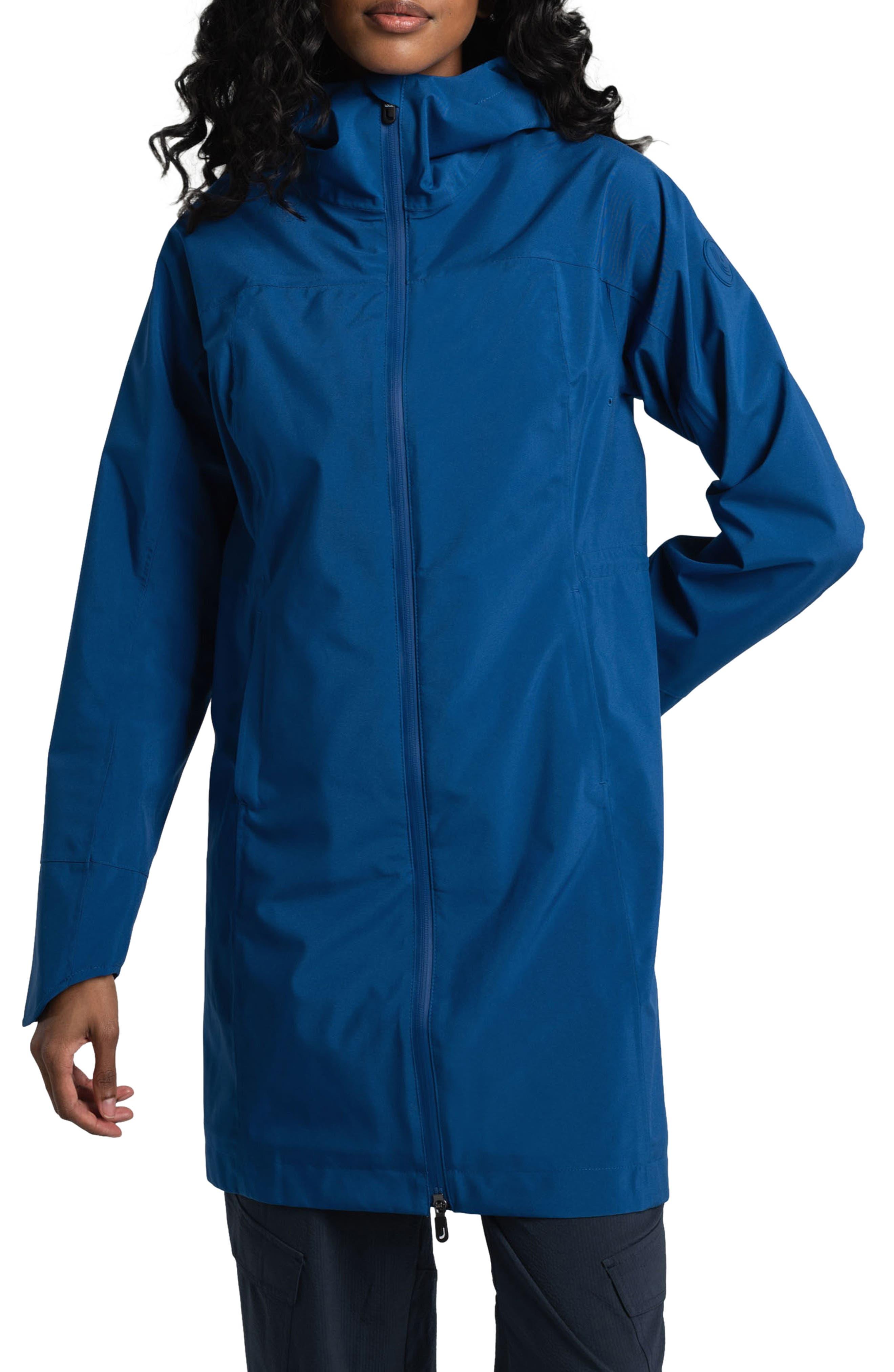 Lolë Element Long Rain Jacket in Blue Lyst