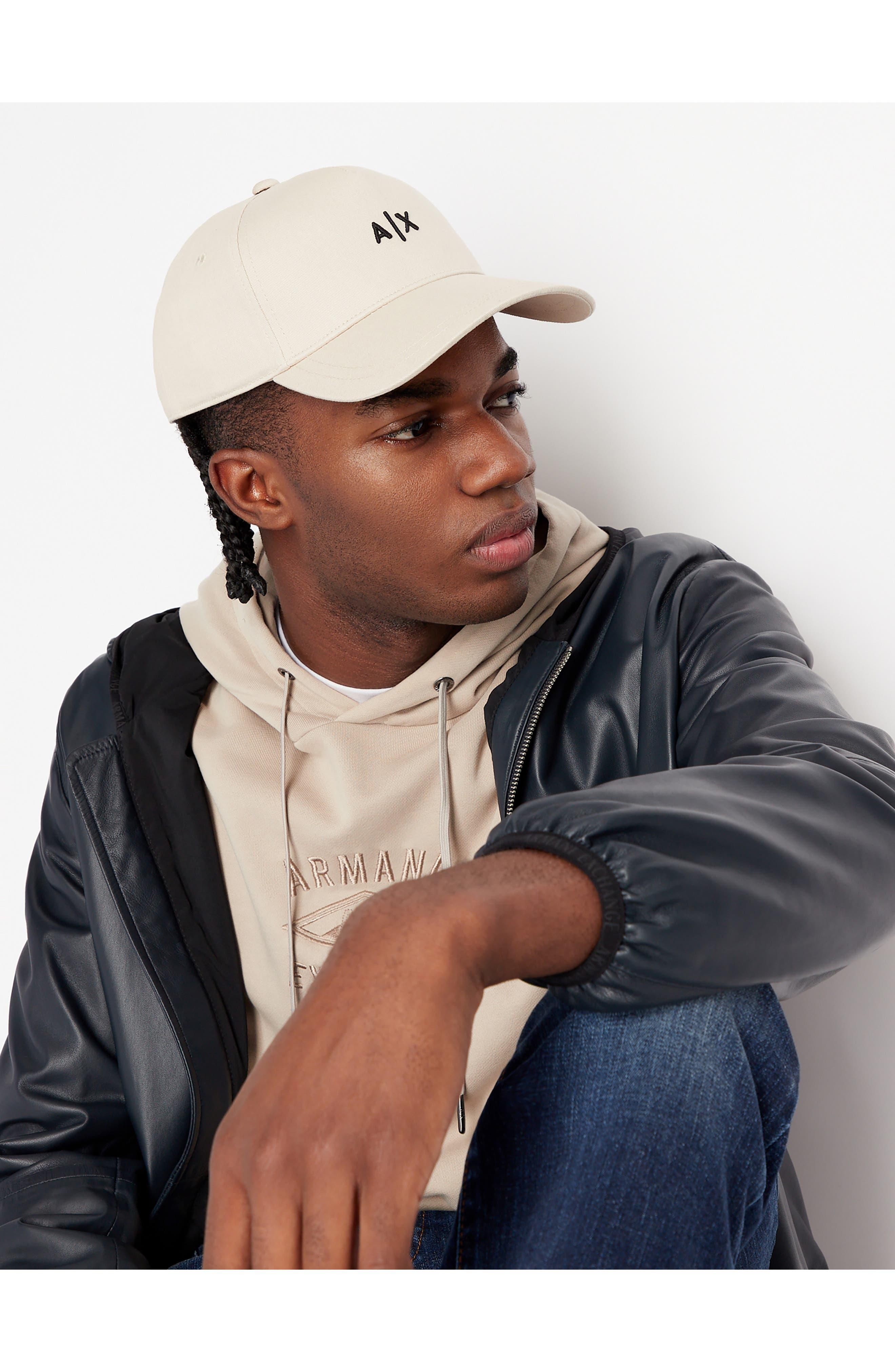 armani exchange leather cap