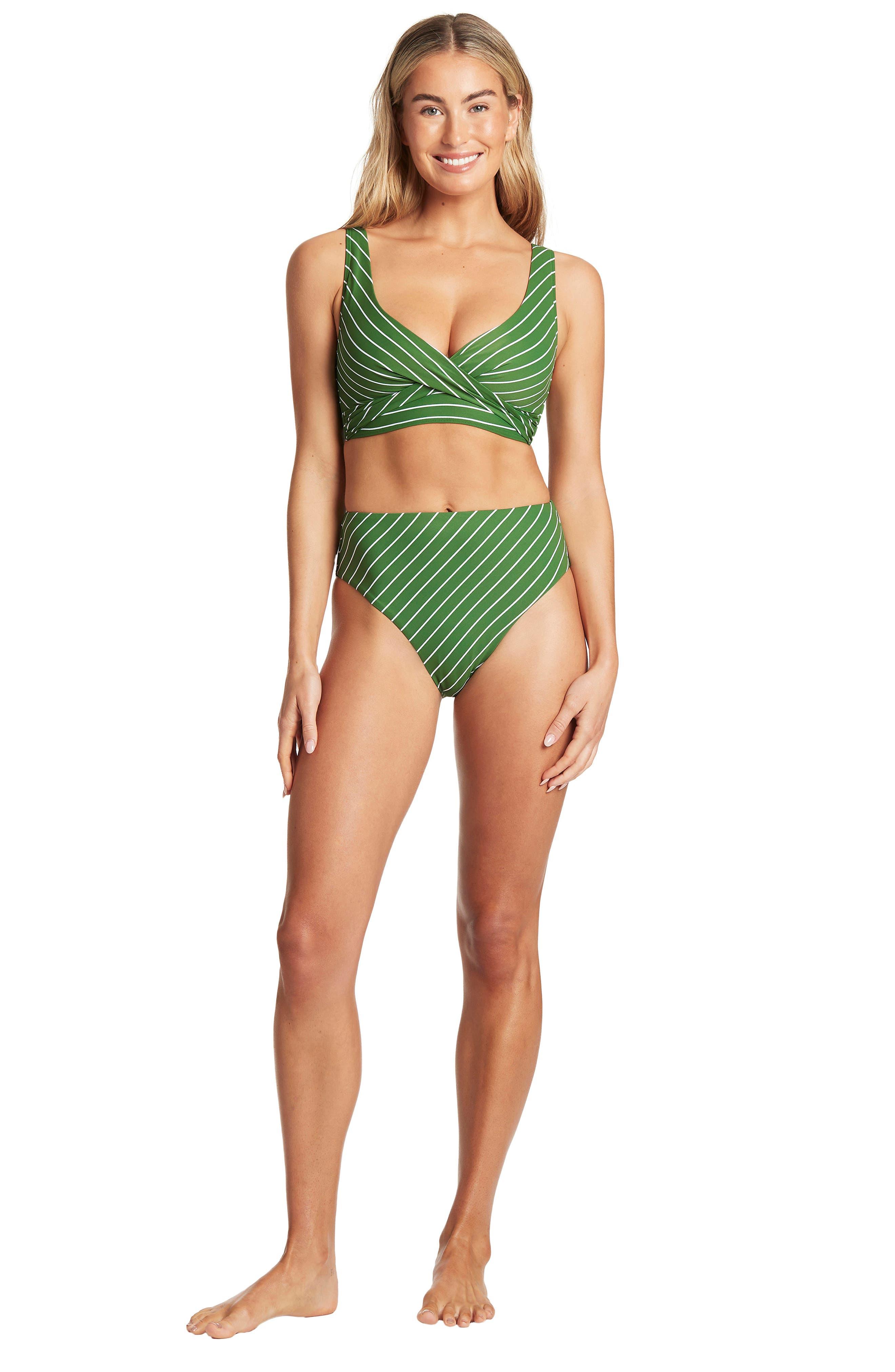 Sea Level Cross Front Multifit Bikini Top in Green | Lyst