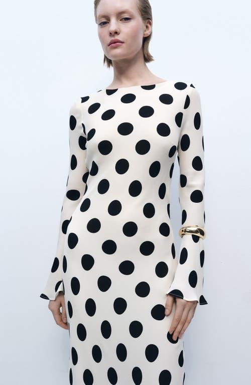 Maxi Dresses Mango Spot Dress Mango Polka Dot White Long Sleeve