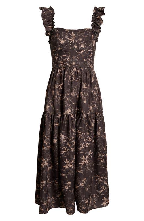 Moon River Print Flutter Strap Midi Dress in Brown | Lyst Moon River Print Flutter Strap Midi Dress in Brown | Lyst