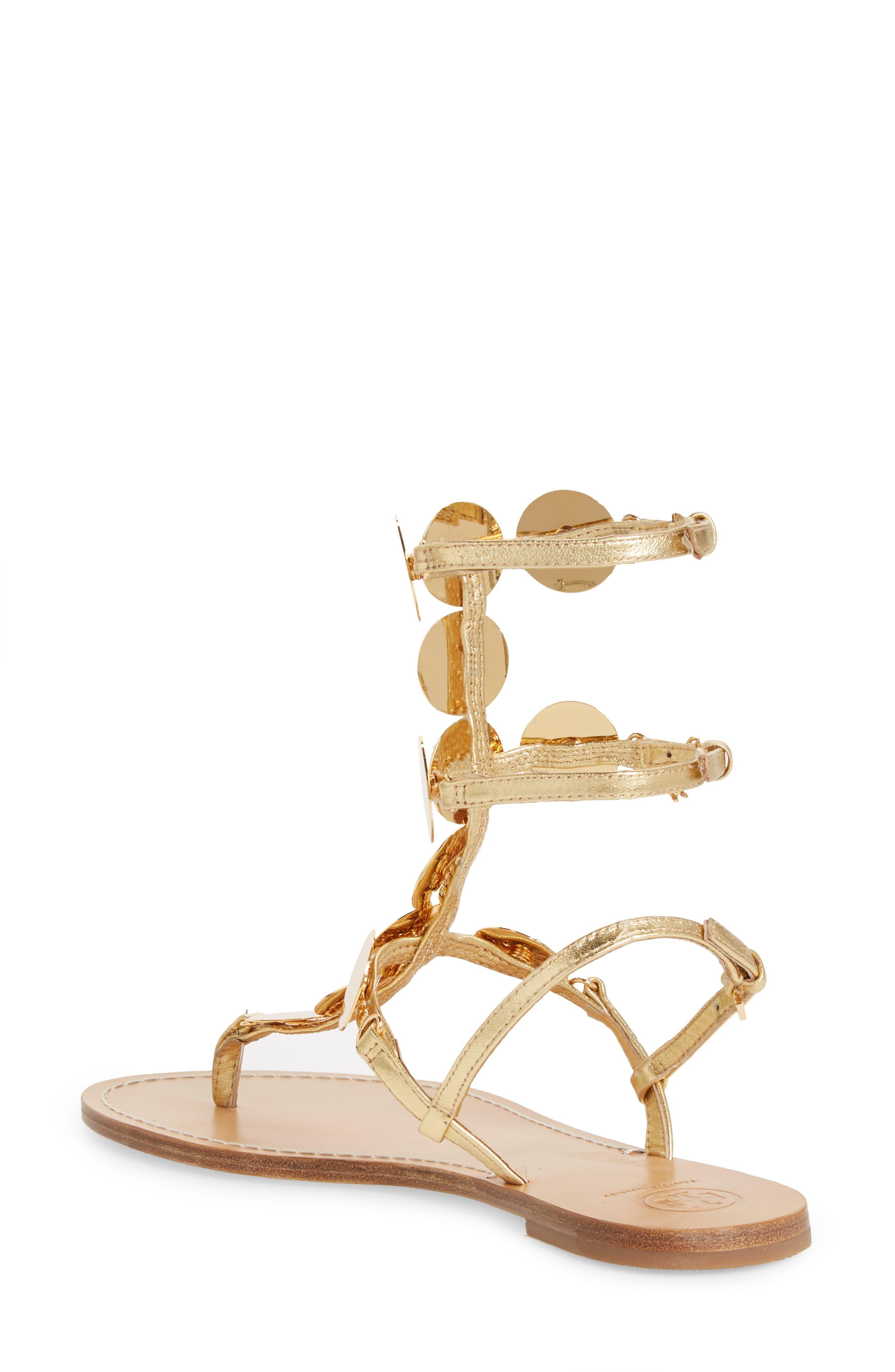 tory burch patos metallic disk gladiator sandal