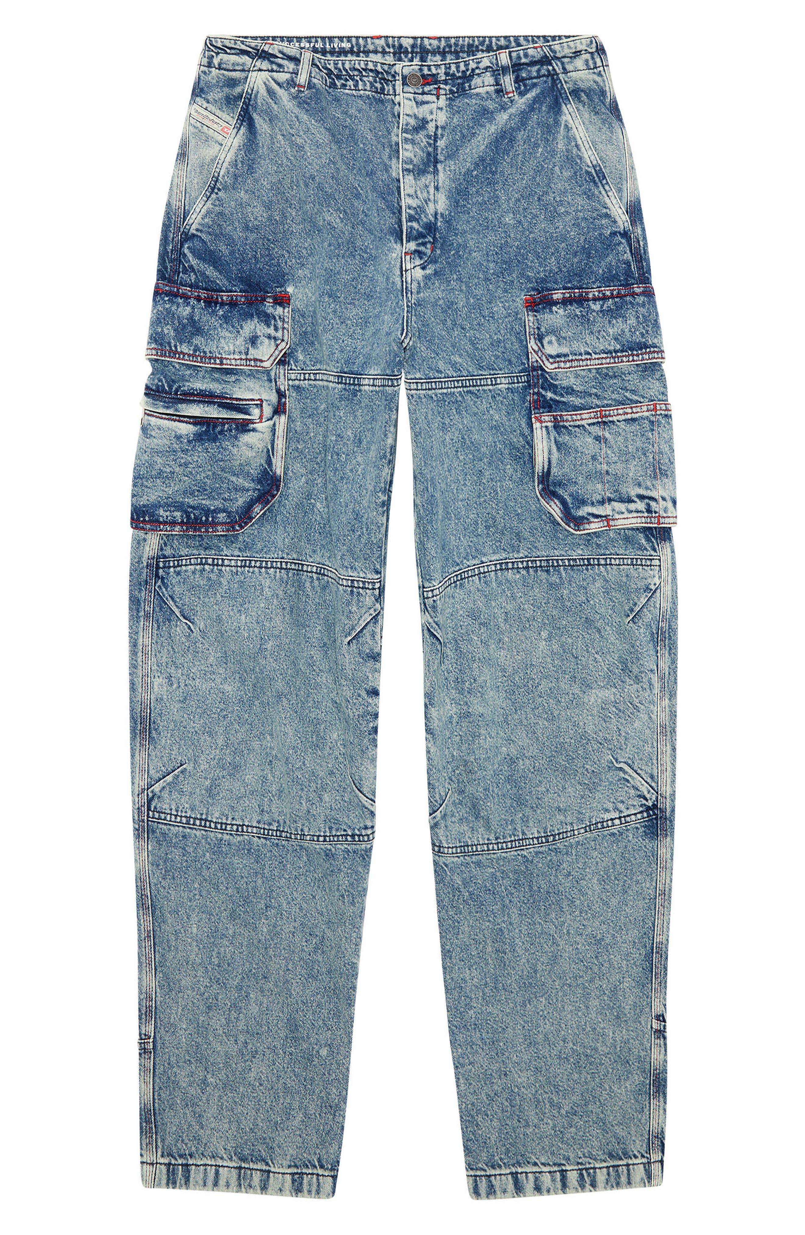 DIESEL D-fish Relaxed Cargo Jeans in Blue for Men | Lyst