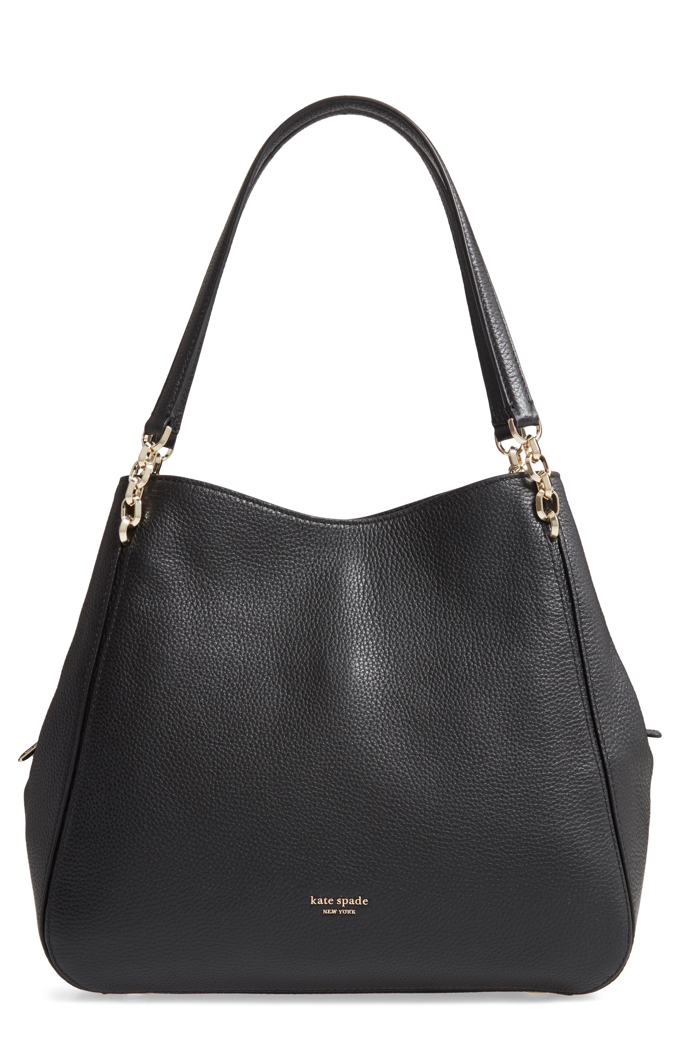 Kate Spade Large Hailey Leather Shoulder Bag in Black - Lyst