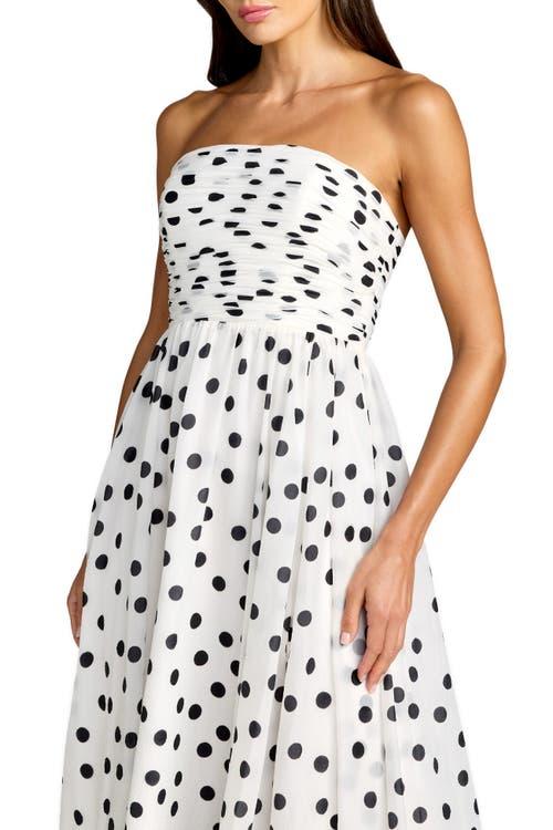 white christmas dresses Beige Tiered Ruffle Polka Dot Charmeuse Gown main image 0