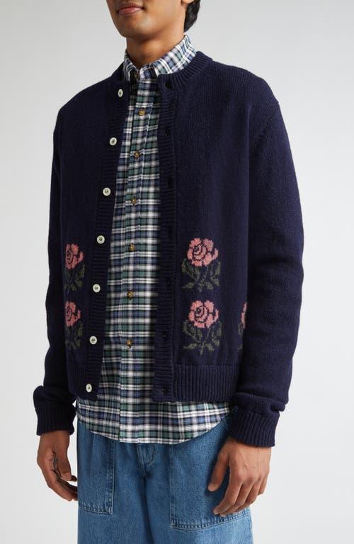 Noah Floral Shetland Wool Cardigan in Blue for Men | Lyst
