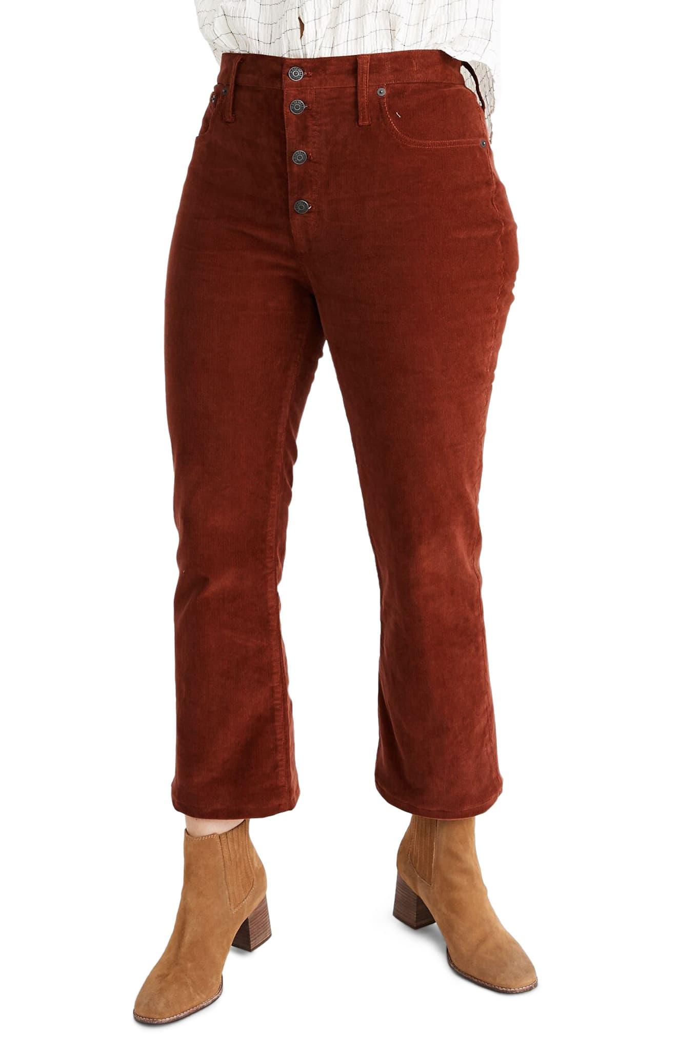Madewell Cali Button Front Demi-boot Corduroy Pants in Red - Lyst