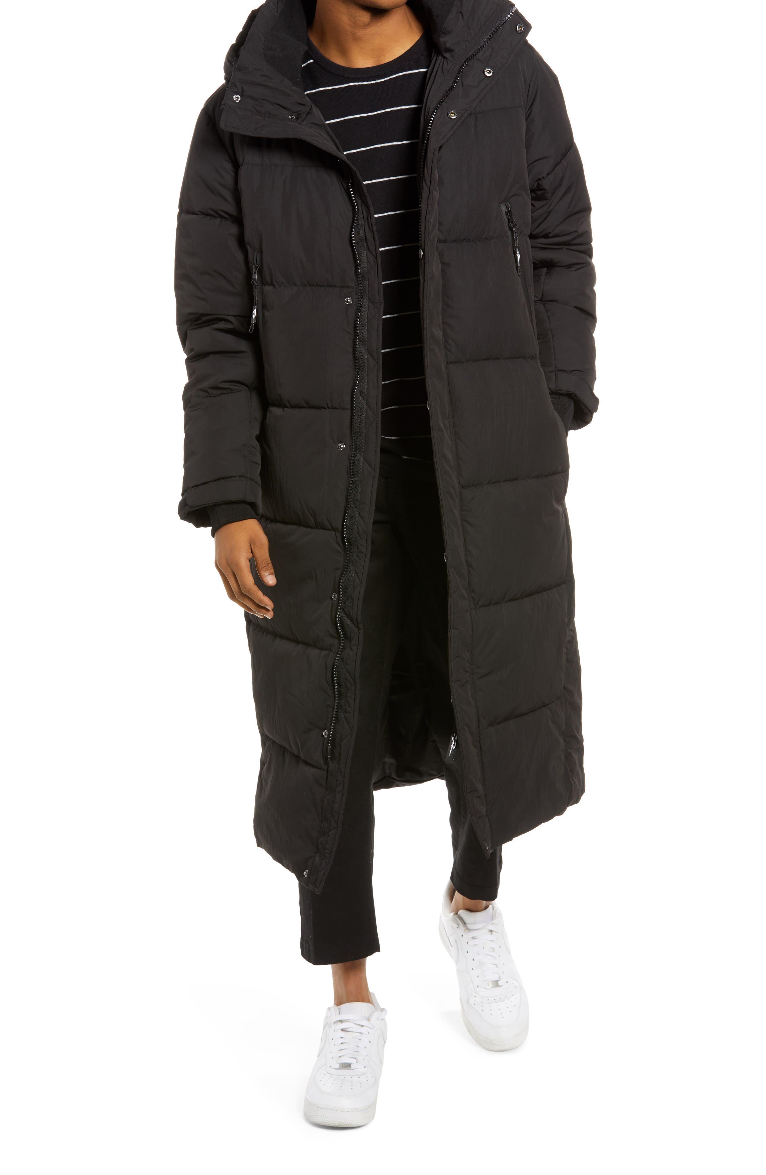 TOPMAN Men's Extra Long Hooded Puffer Jacket in Black for Men | Lyst