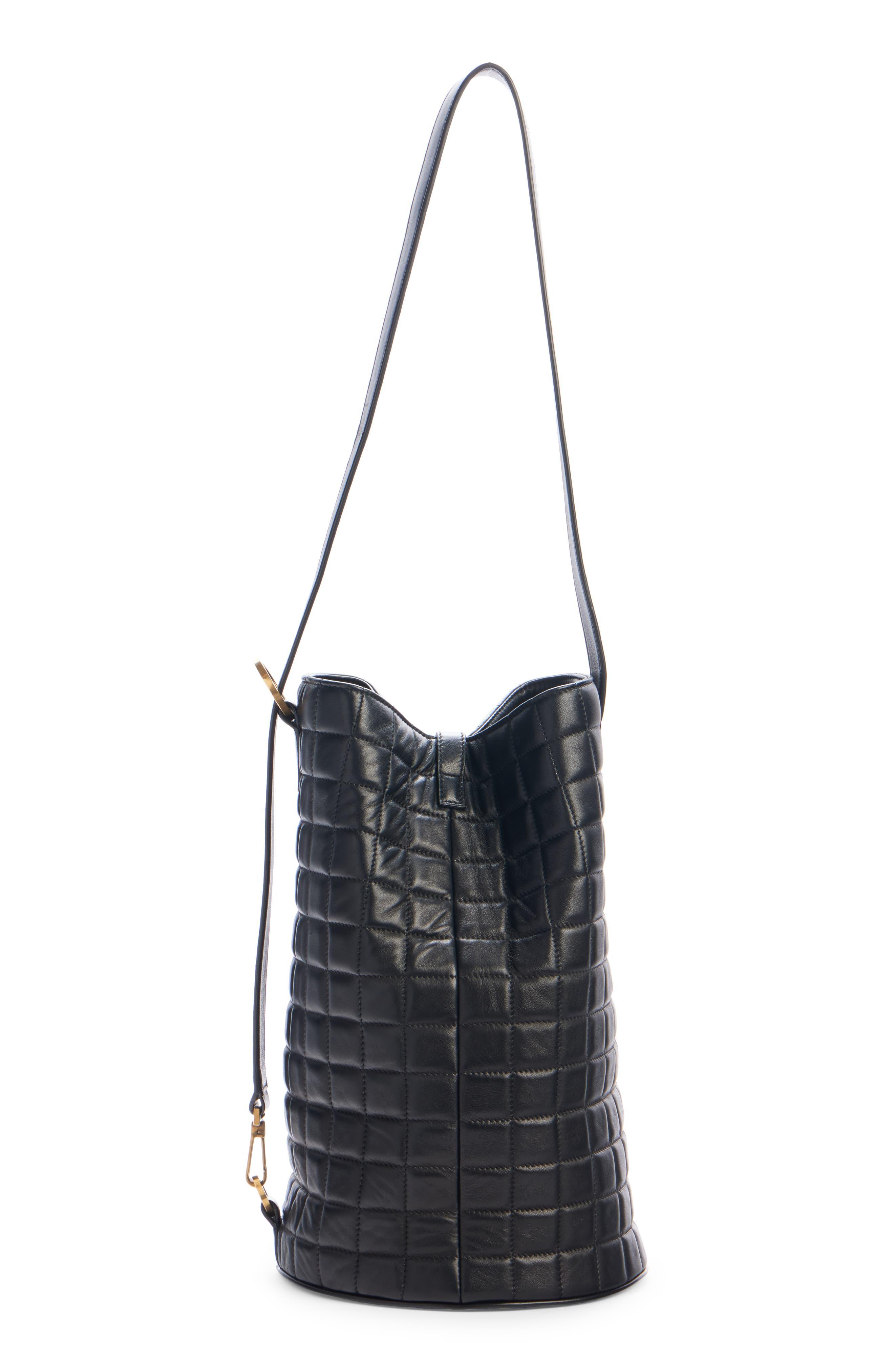 Saint Laurent Medium Quilted Leather Bucket Bag in Black